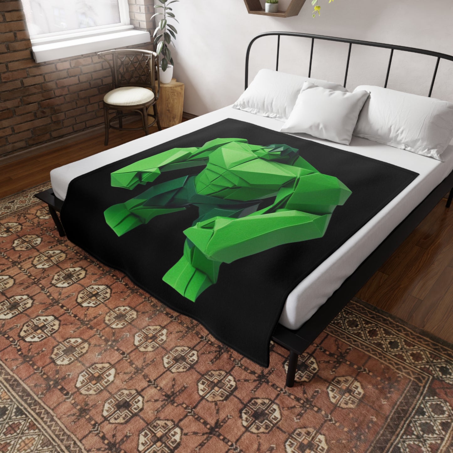 Origami Hulk Plush Fleece Blanket - Black