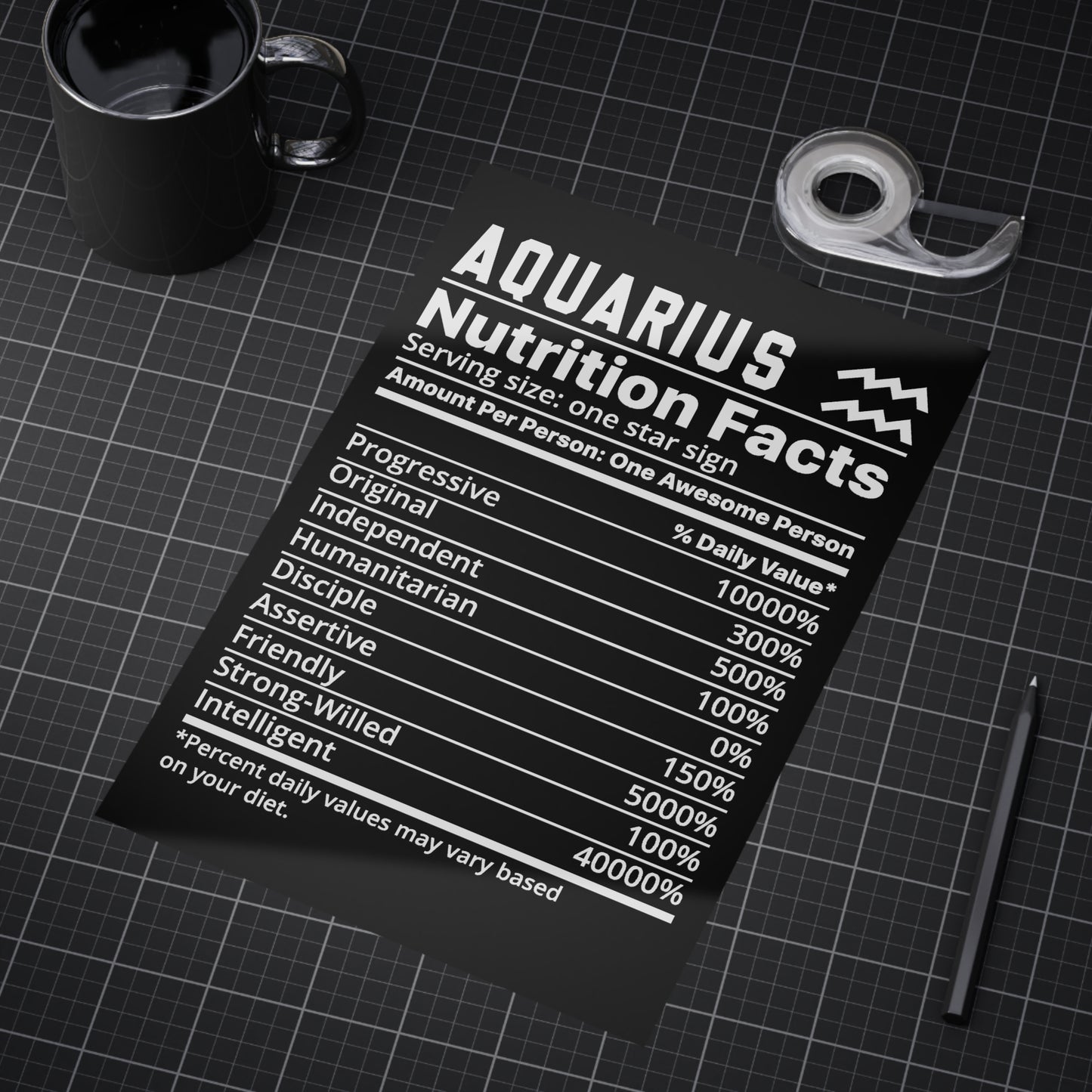 Aquarius Nutrition Unframed Prints - black