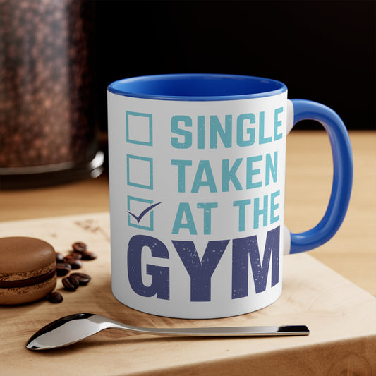 At The Gym Colorful Accent Mug 11oz - For Gym Fitness Enthusiasts