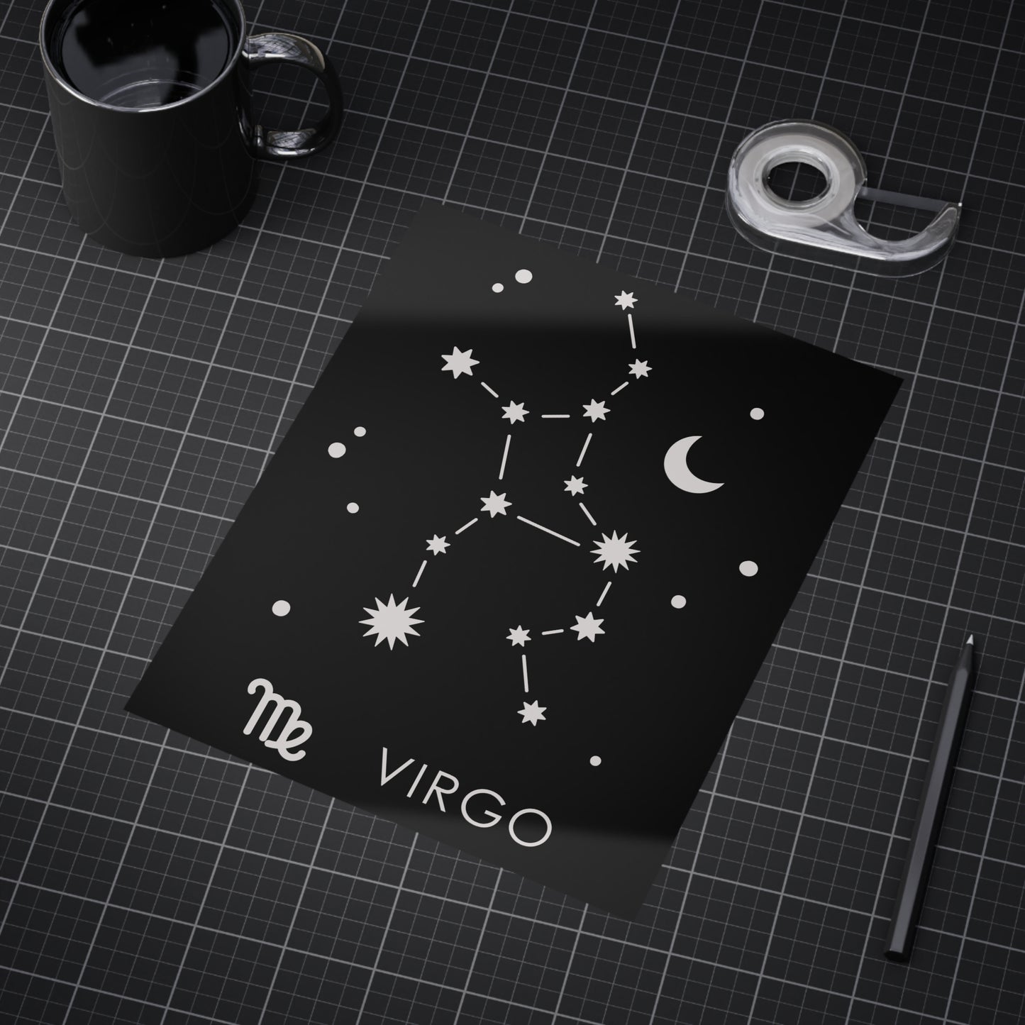 Virgo Starmap Unframed Prints - black