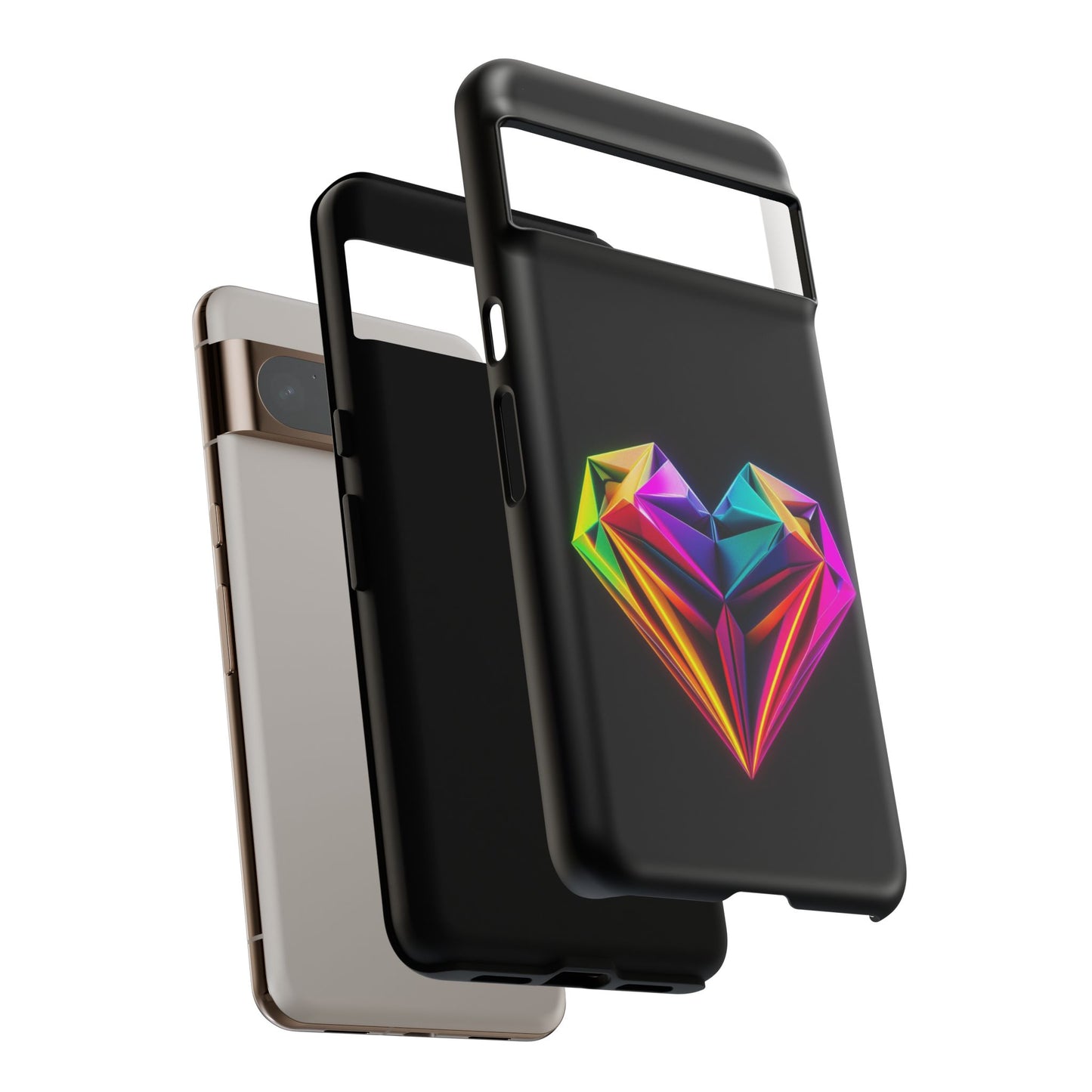 Origami Neon Heart Tough Cases iPhone/Google/Samsung