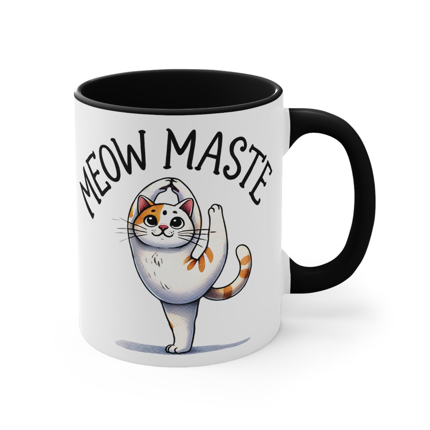 Meow Maste Color Accent Mug 11oz - Zen Meditation Gift