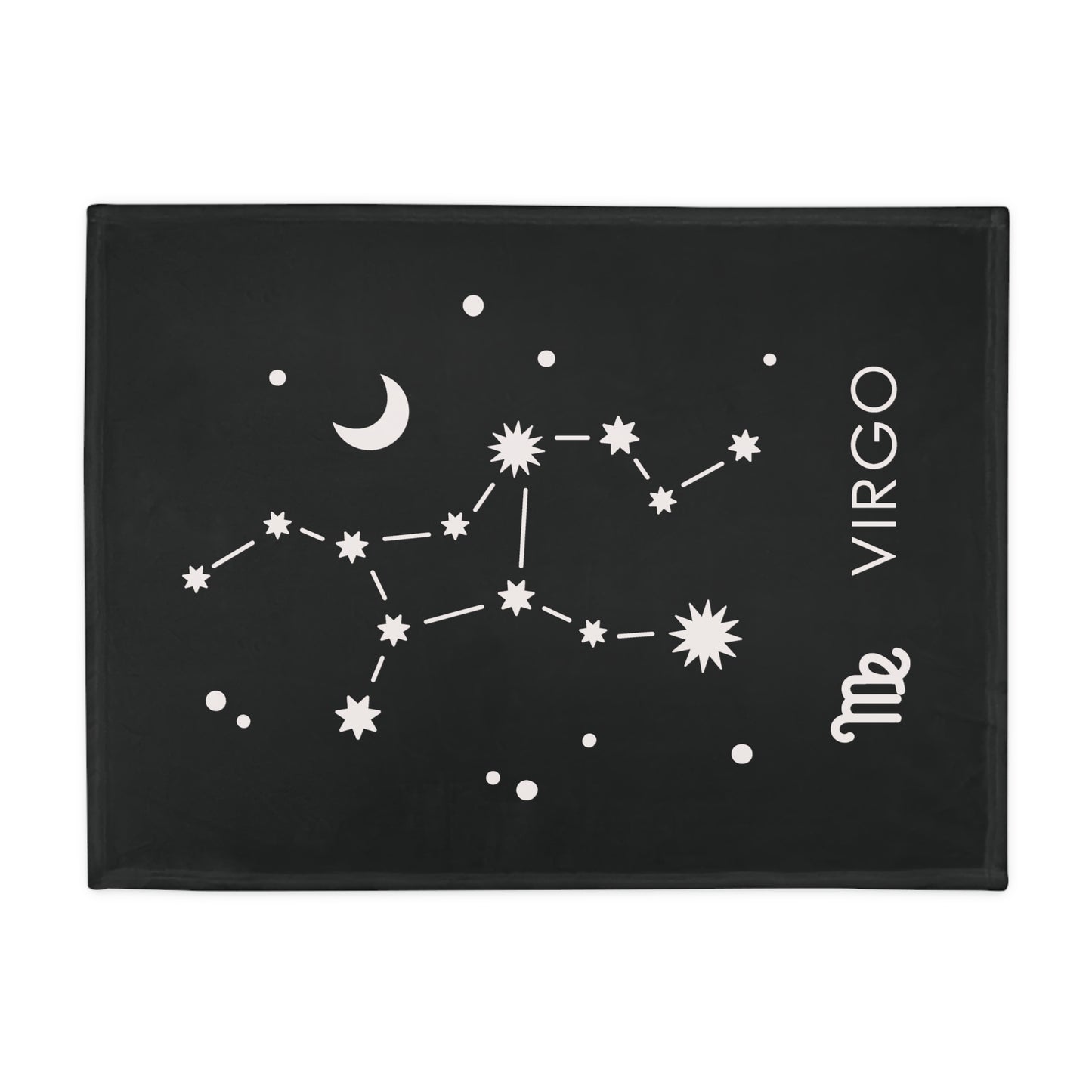 Virgo Star Map Plush Fleece Blanket - black