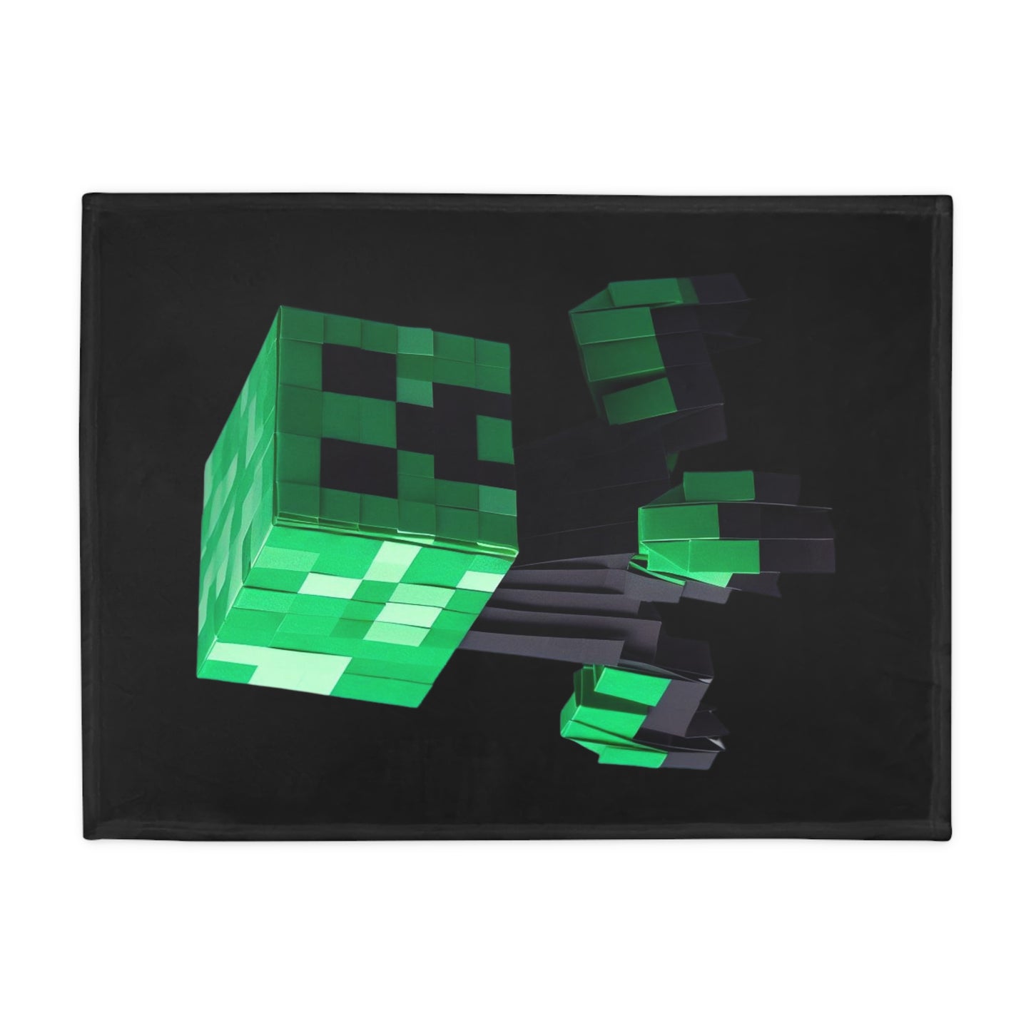 Origami Creeper Plush Fleece Blanket - Black