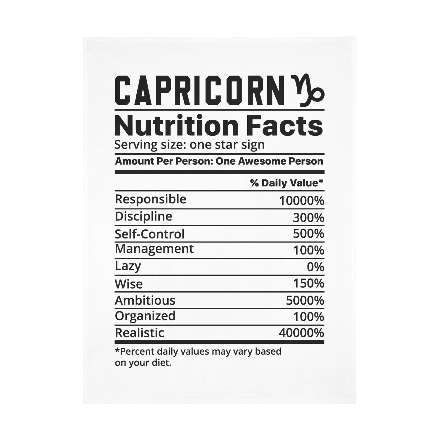 Capricorn Nutrition Plush Fleece Blanket - white