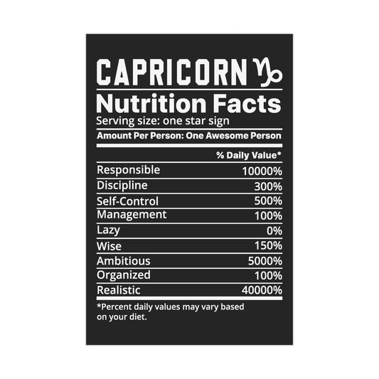 Capricorn Nutrition Unframed Prints - black