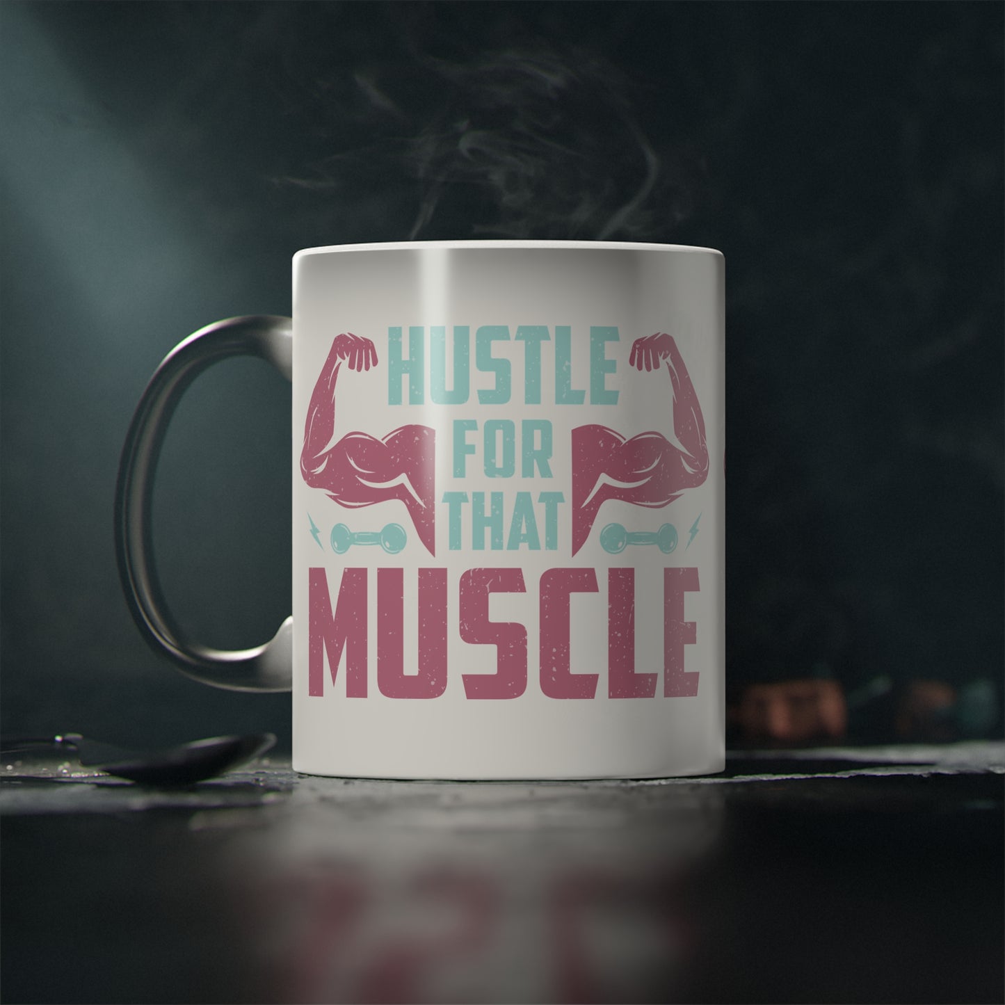 Hustle for the Muscle Magic Mug - Color Changing Mug for Fitness Enthusiasts