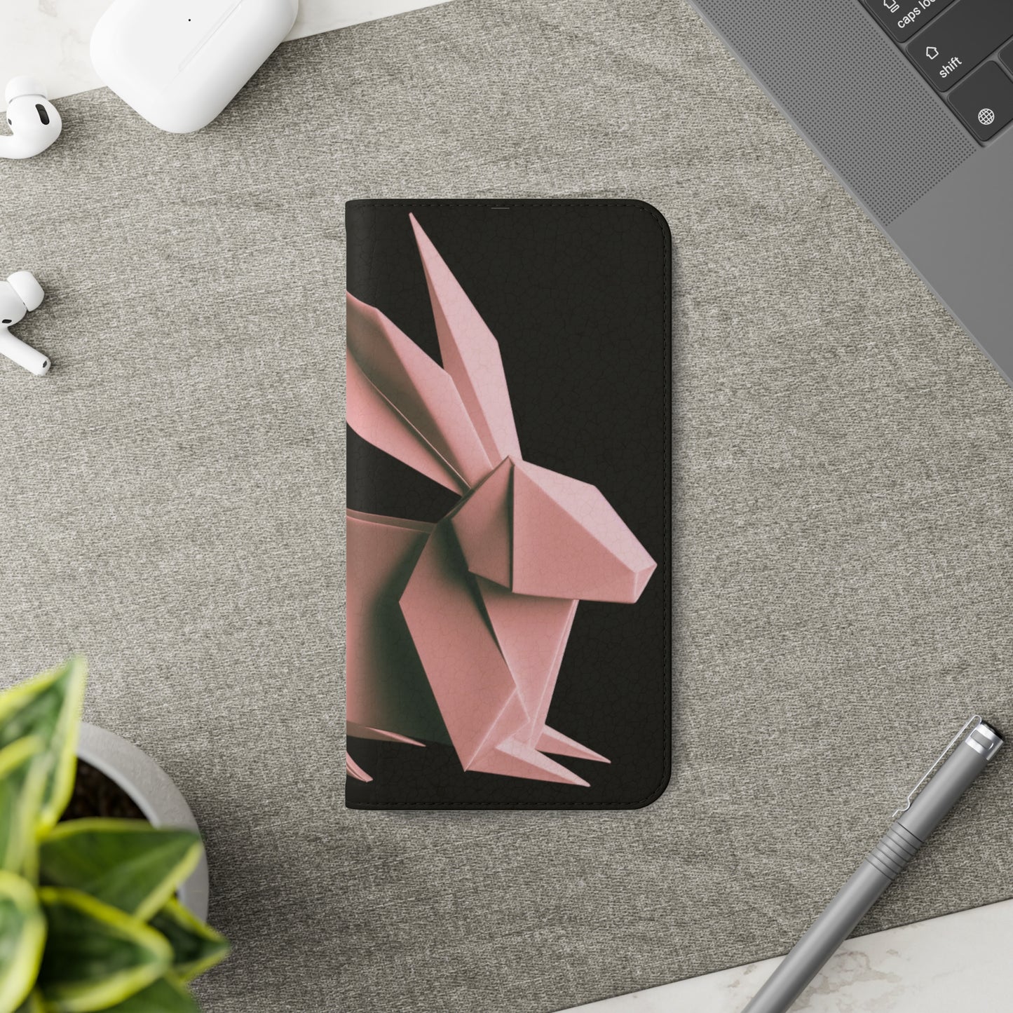 Origami Pink Rabbit Flip Cases iPhone/Samsung