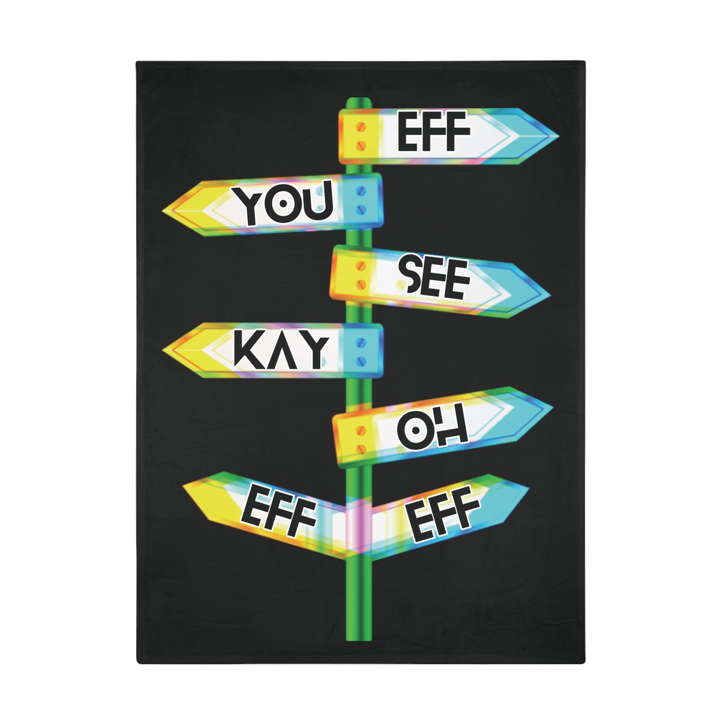 Eff You See Kay Oh Eff Eff Plush Fleece Blanket - Black