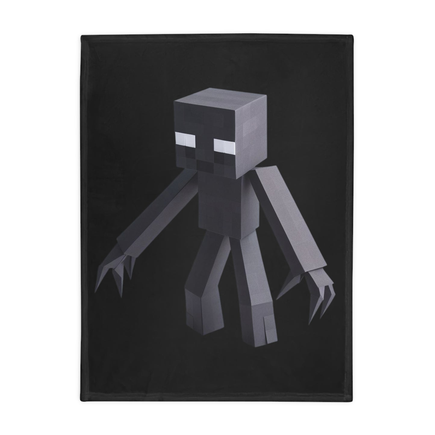 Origami Enderman Plush Fleece Blanket - Black