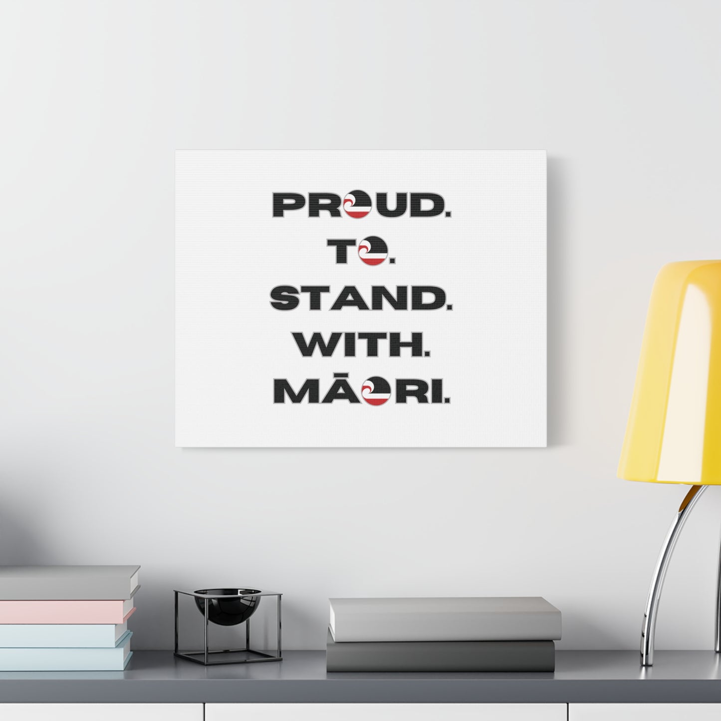 Proud. To. Stand. With. Māori. Classic Canvas - White