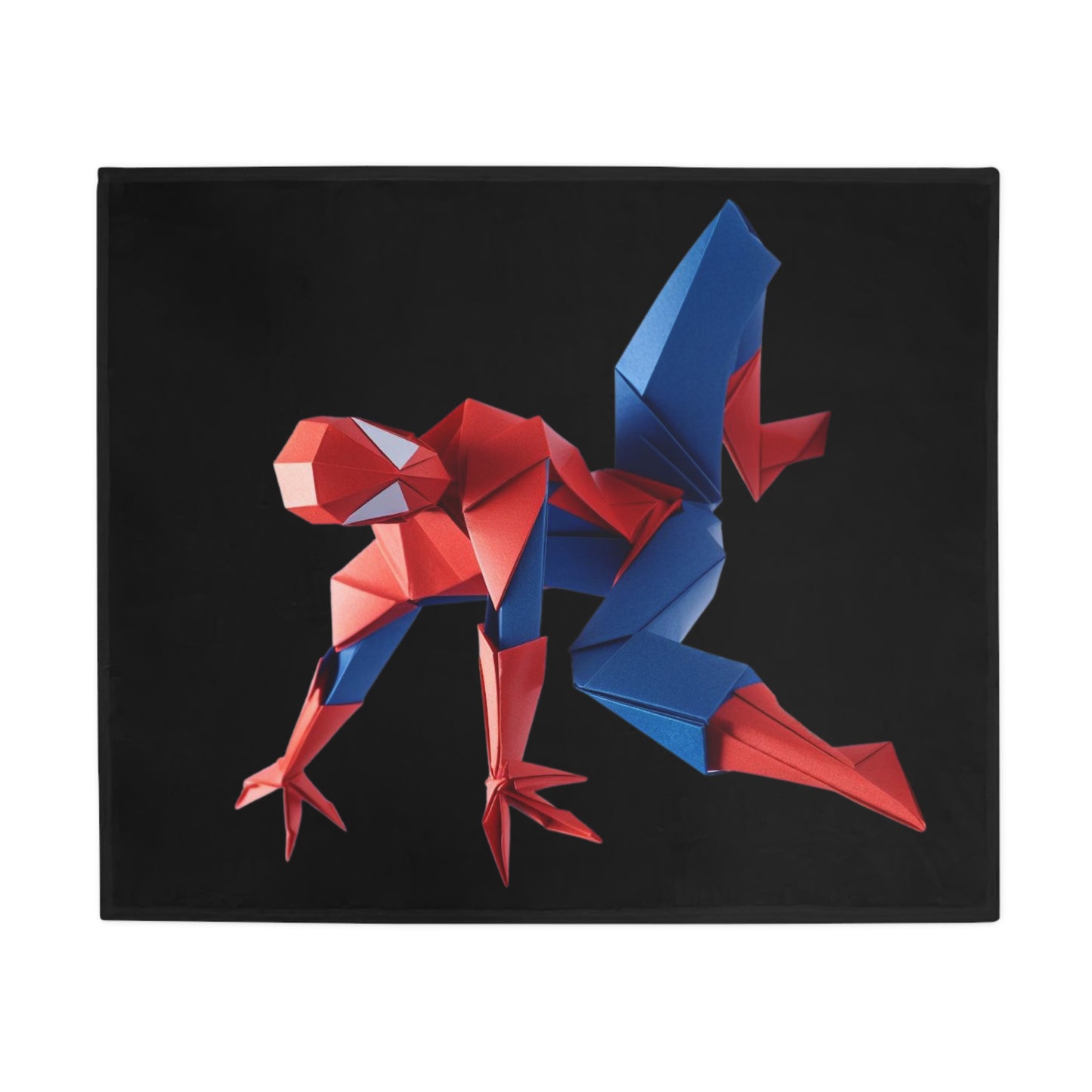 Origami Spiderman Plush Fleece Blanket - Black