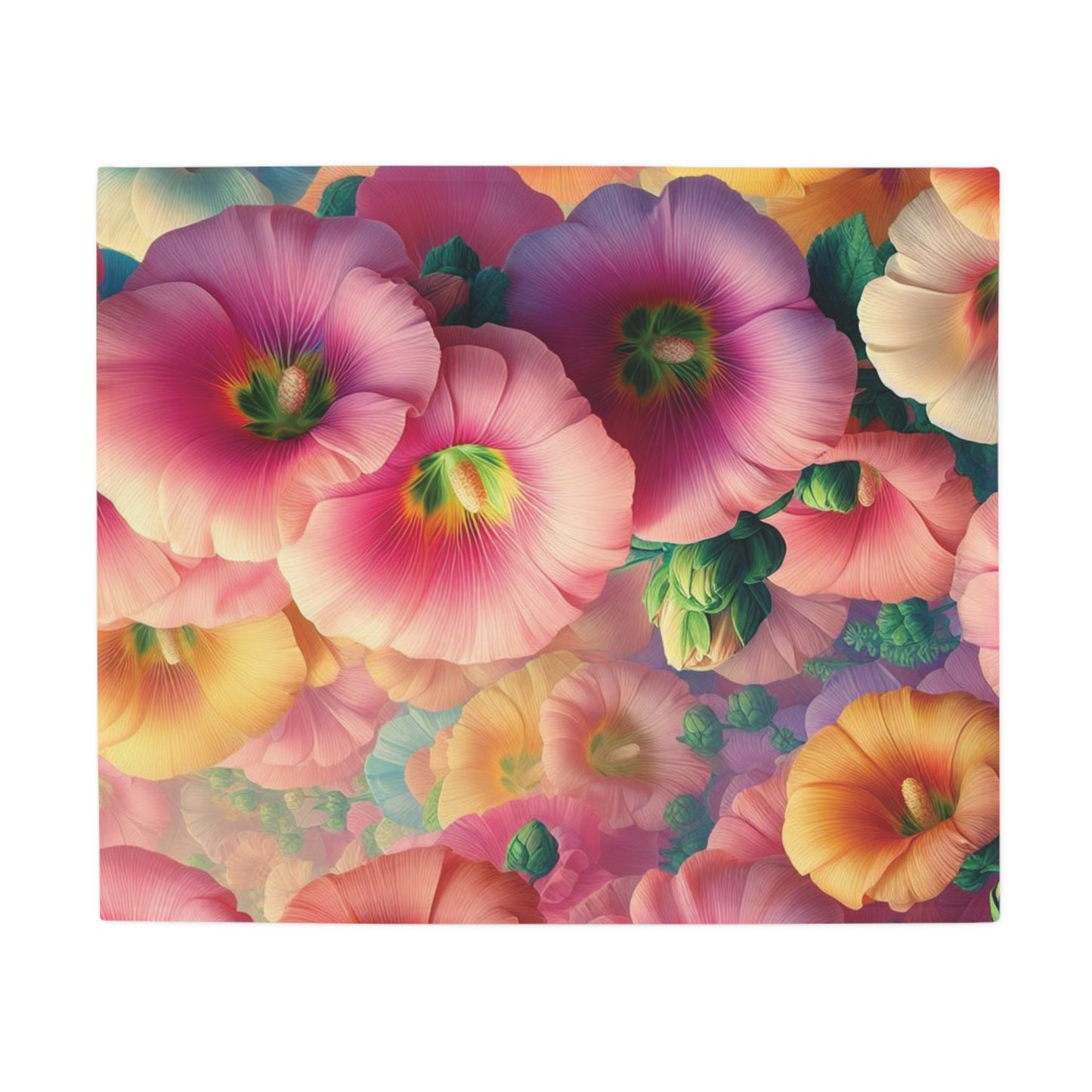 Hollyhocks #1 Plush Fleece Blanket