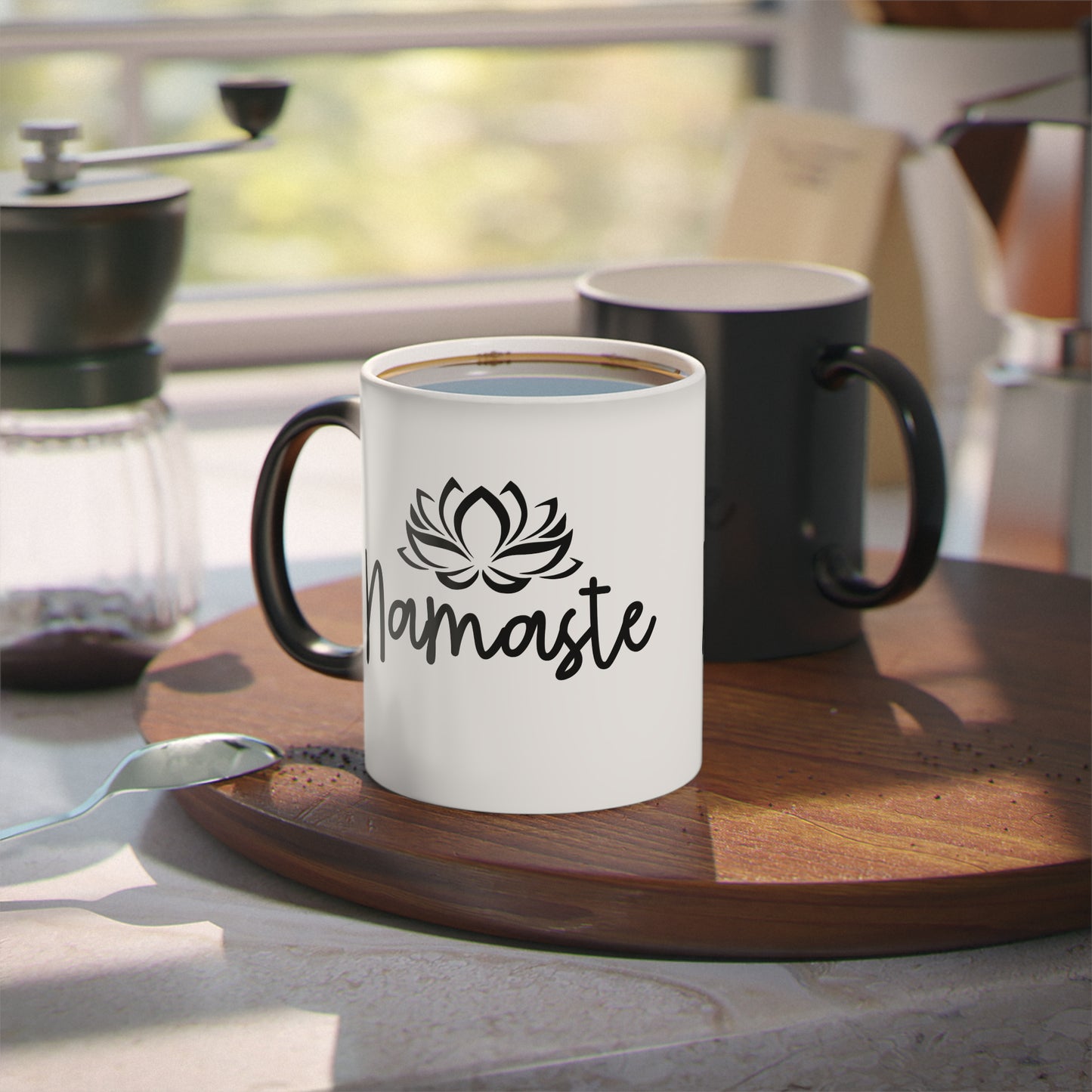 Namaste (Lotus) Magic Mug - Color Changing Heat Sensitive Cup for Relaxation and Meditation