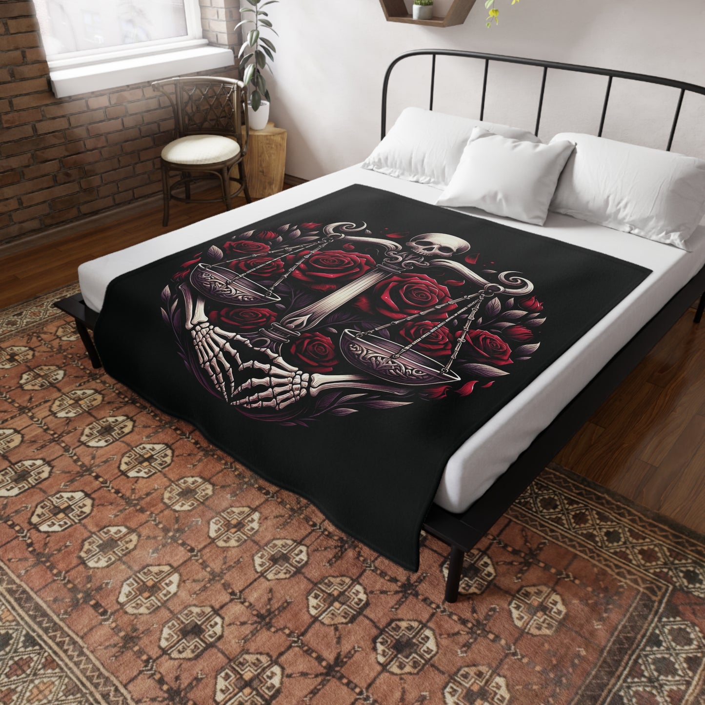 Gothic Libra Plush Fleece Blanket - black