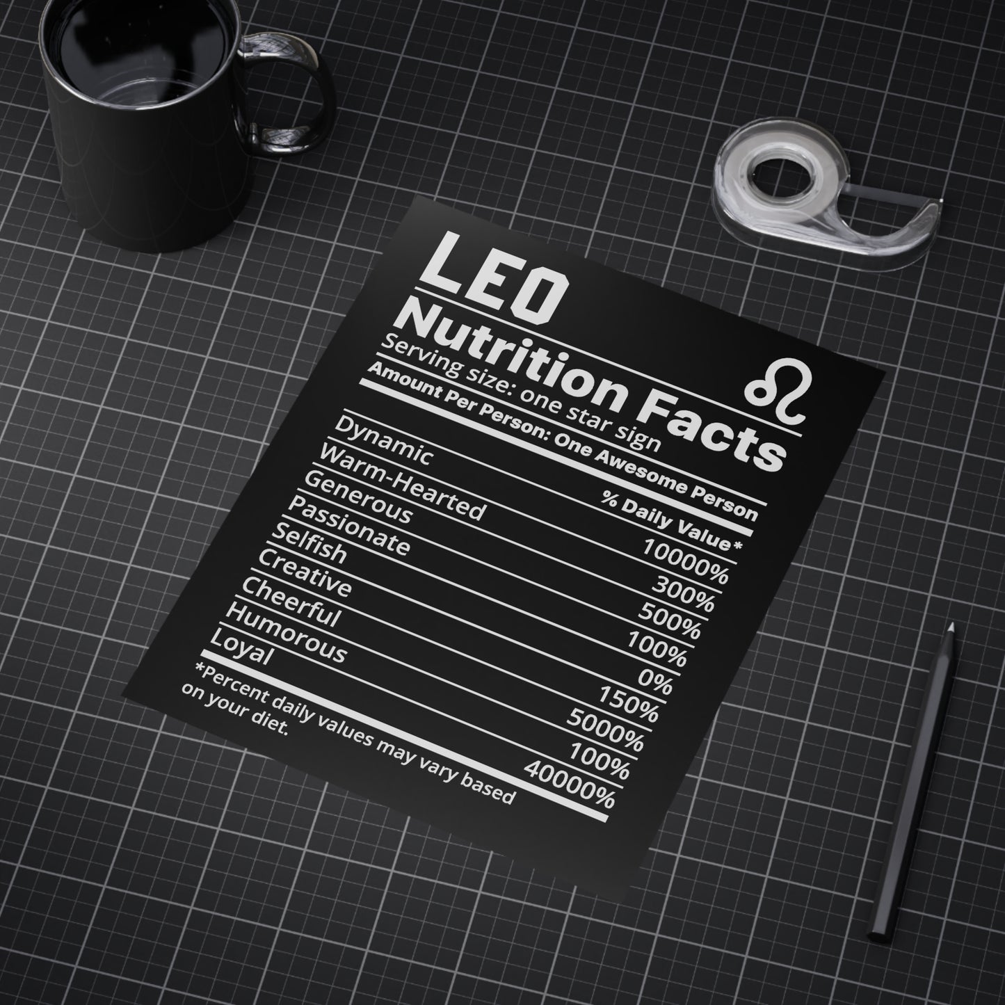 Leo Nutrition Unframed Prints - black