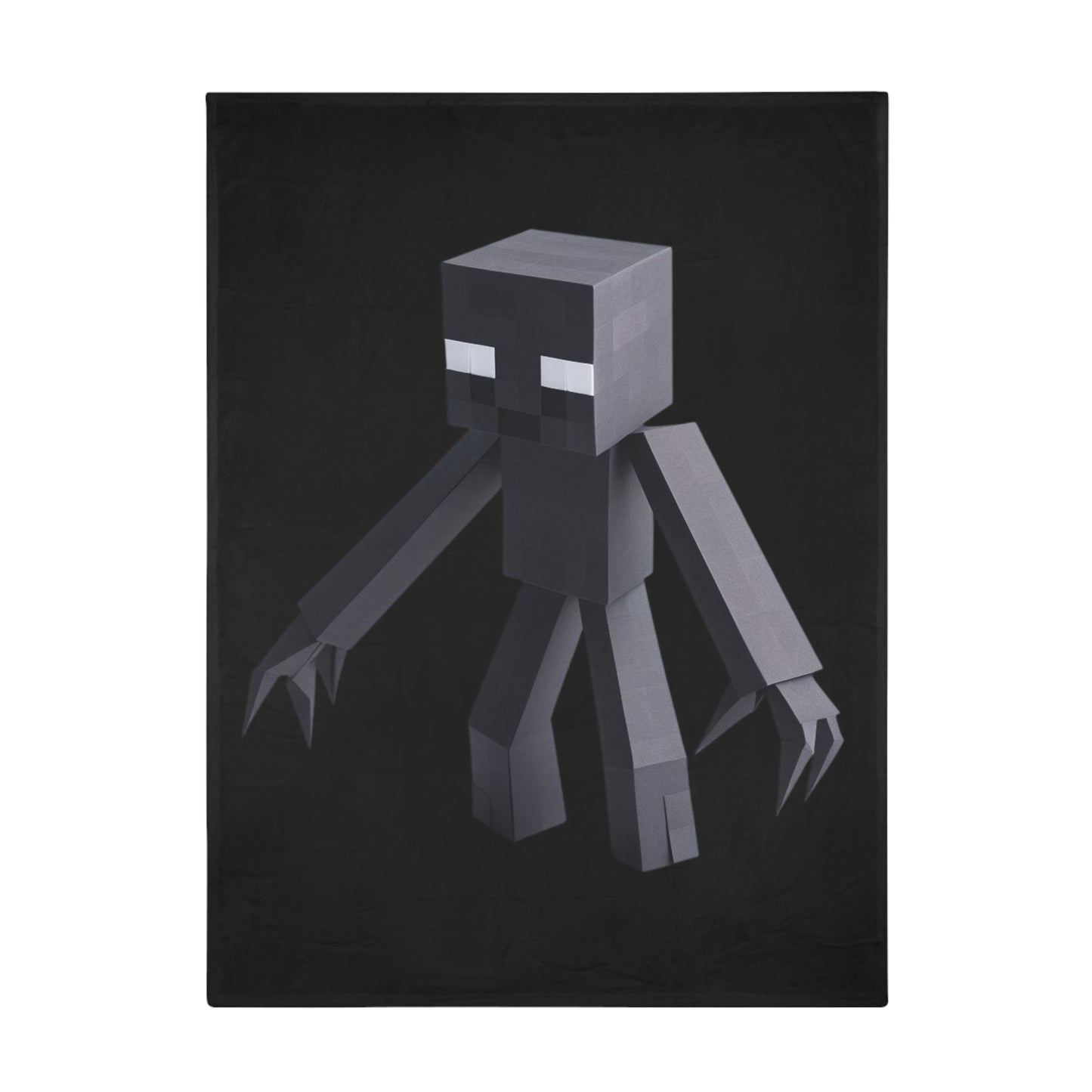 Origami Enderman Plush Fleece Blanket - Black