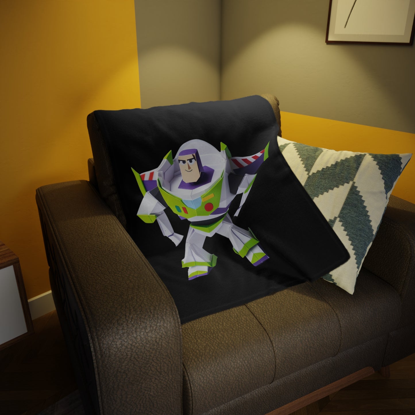 Origami Buzz Lightyear Plush Fleece Blanket - Black