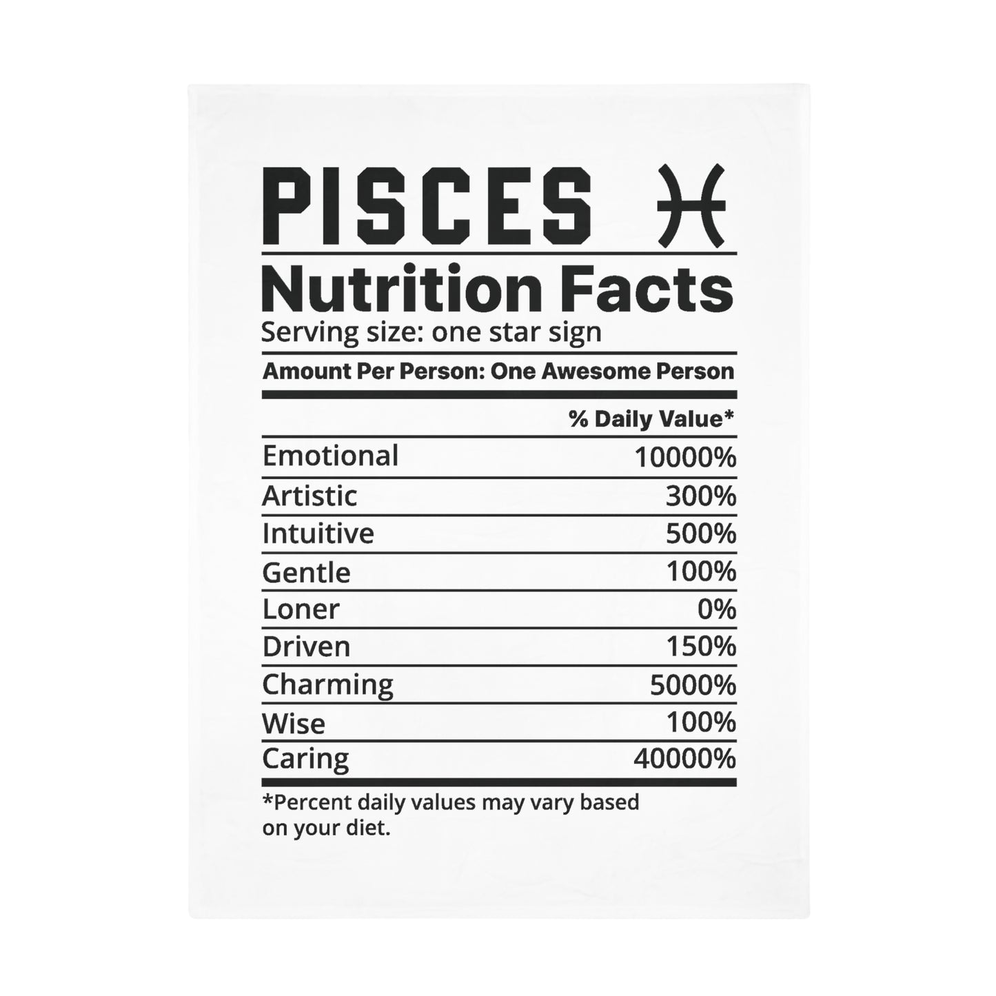 Pisces Nutrition Plush Fleece Blanket - white