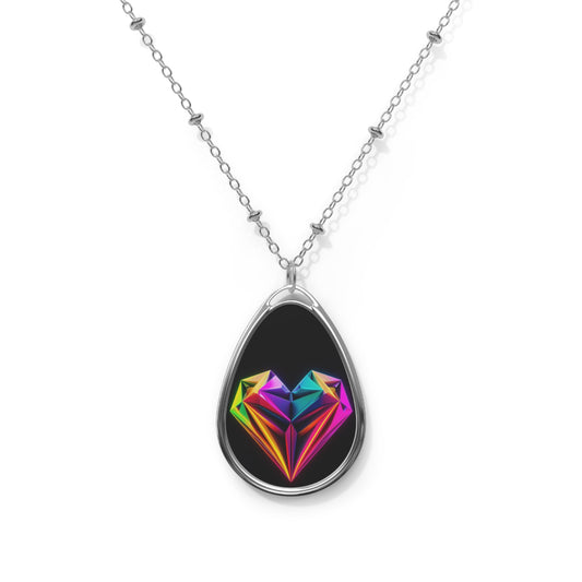 Origami Neon Heart Oval Necklace