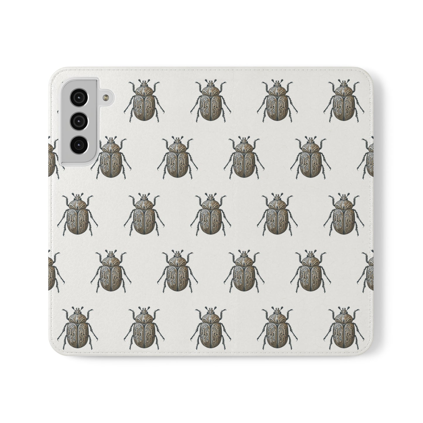 Carved Beetle Flip Cases for iPhone/Samsung - white