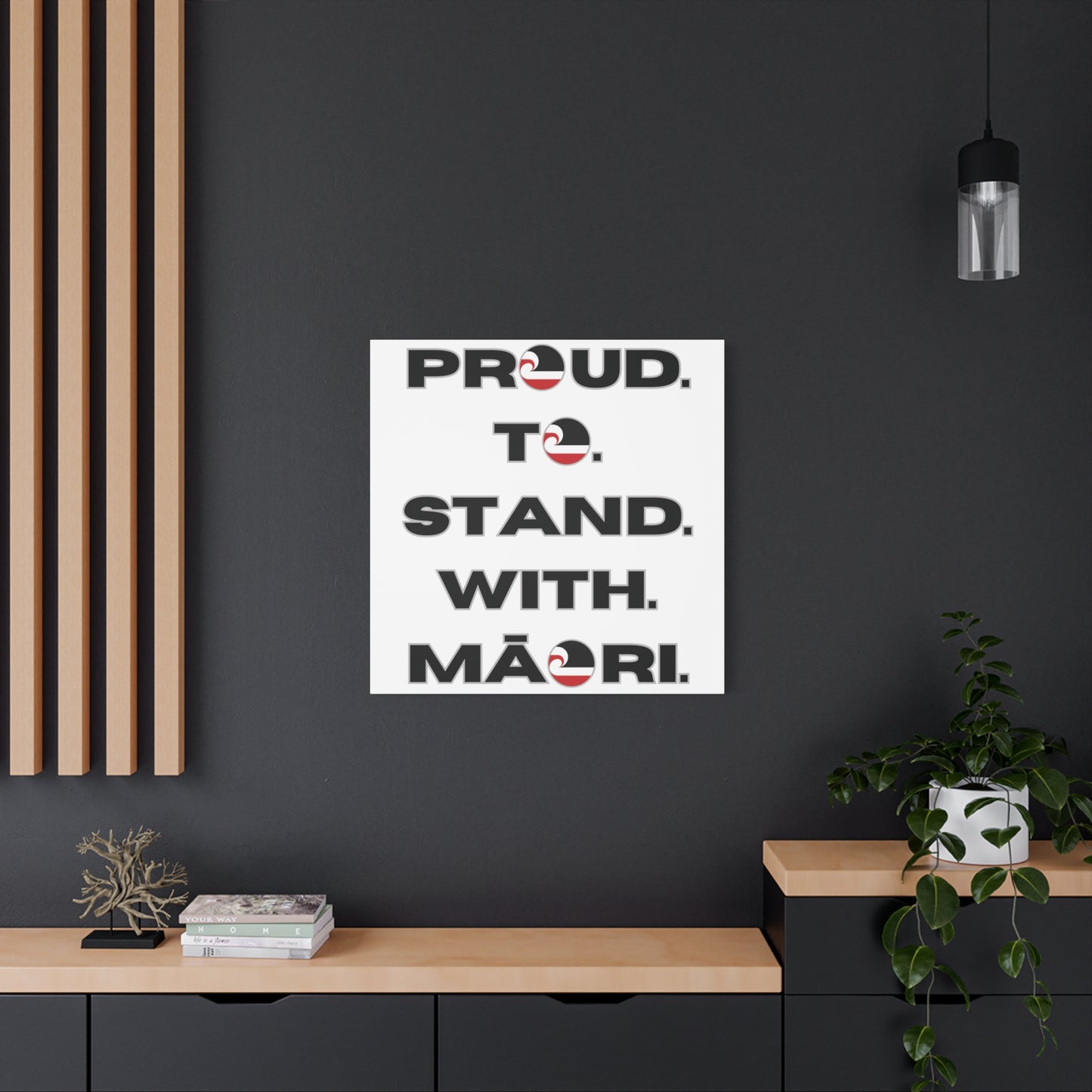 Proud. To. Stand. With. Māori. Classic Canvas - White