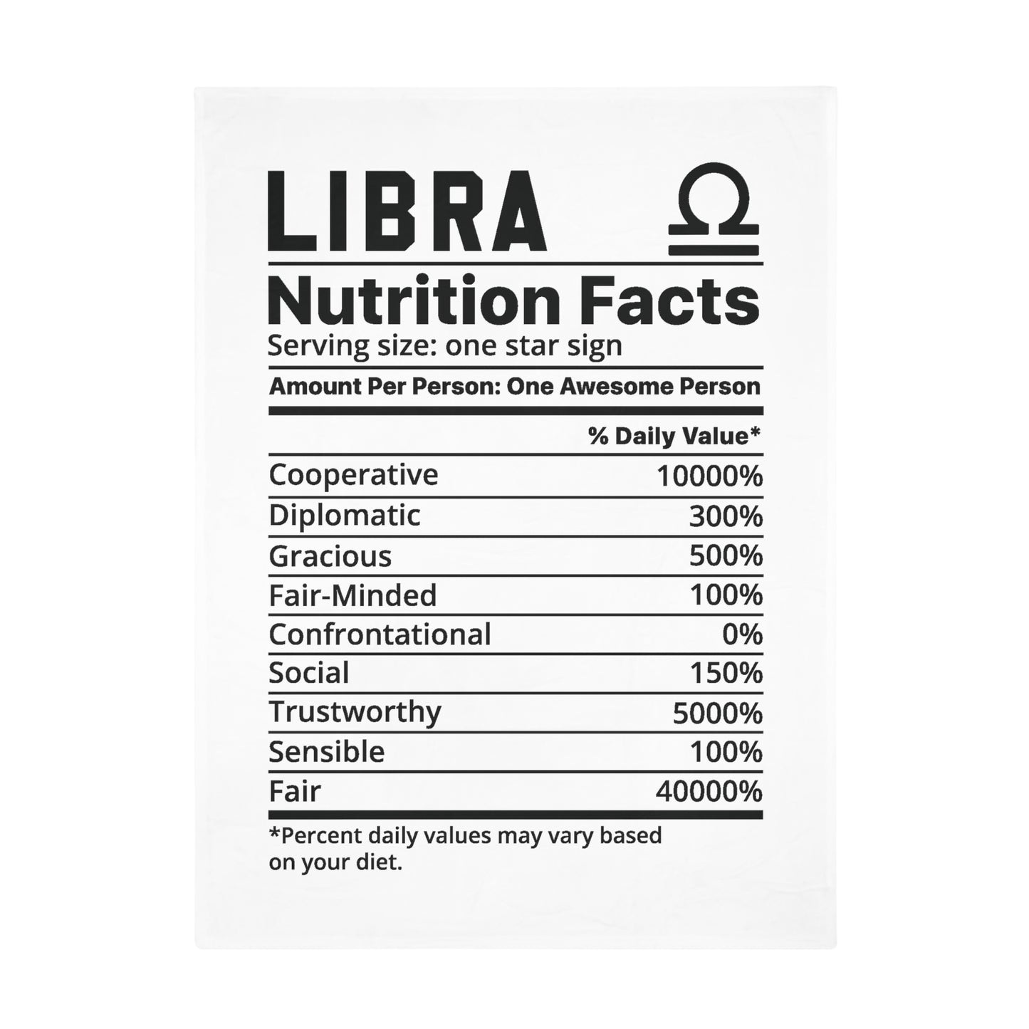 Libra Nutrition Plush Fleece Blanket - white