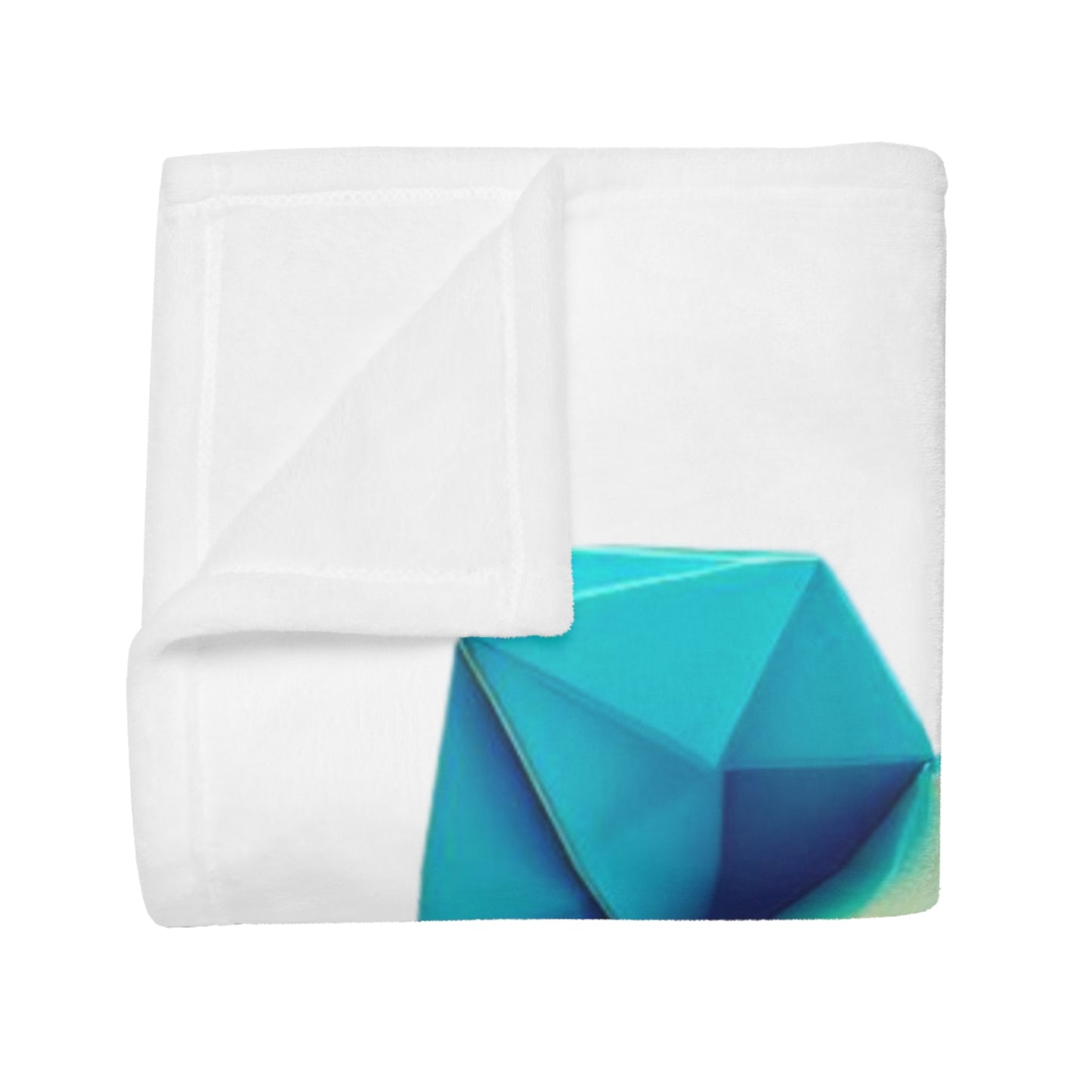 Origami Neon Teddy Plush Fleece Blanket - White