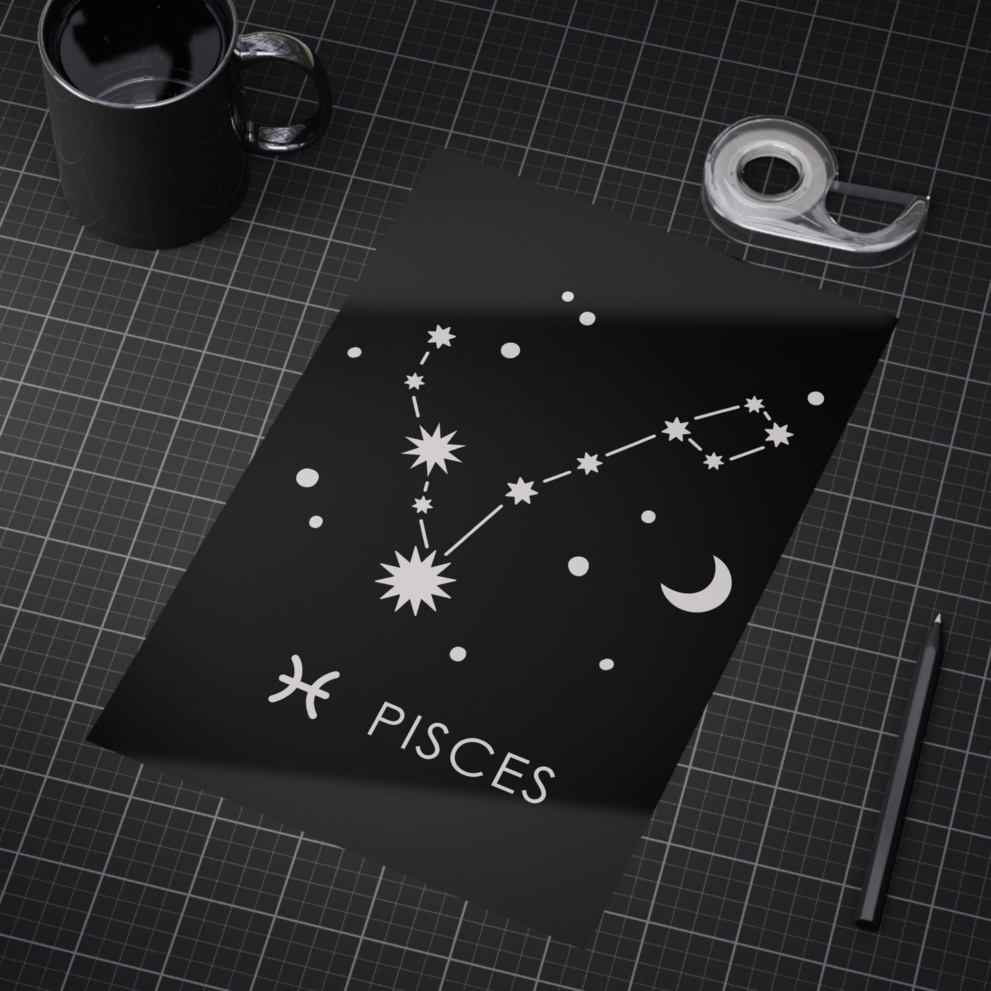 Pisces Starmap Unframed Prints - black