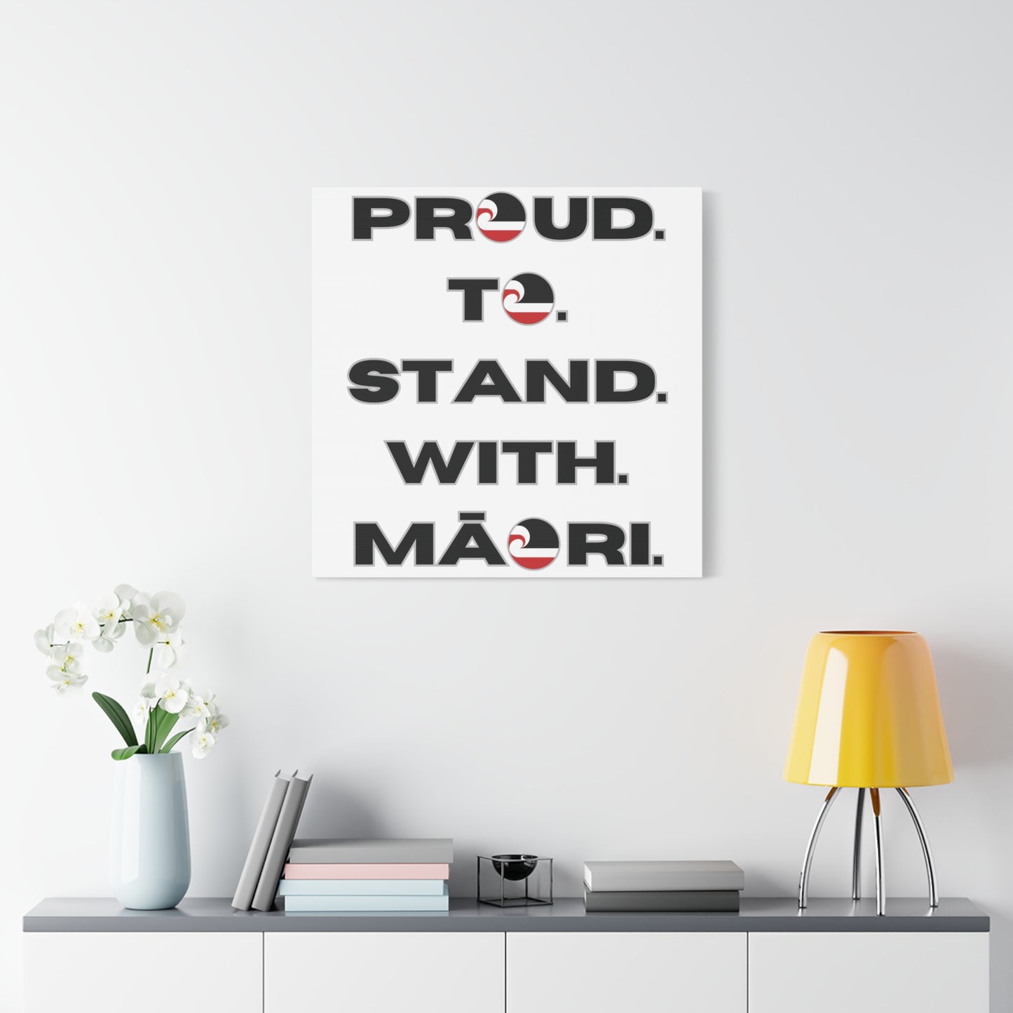 Proud. To. Stand. With. Māori. Classic Canvas - White