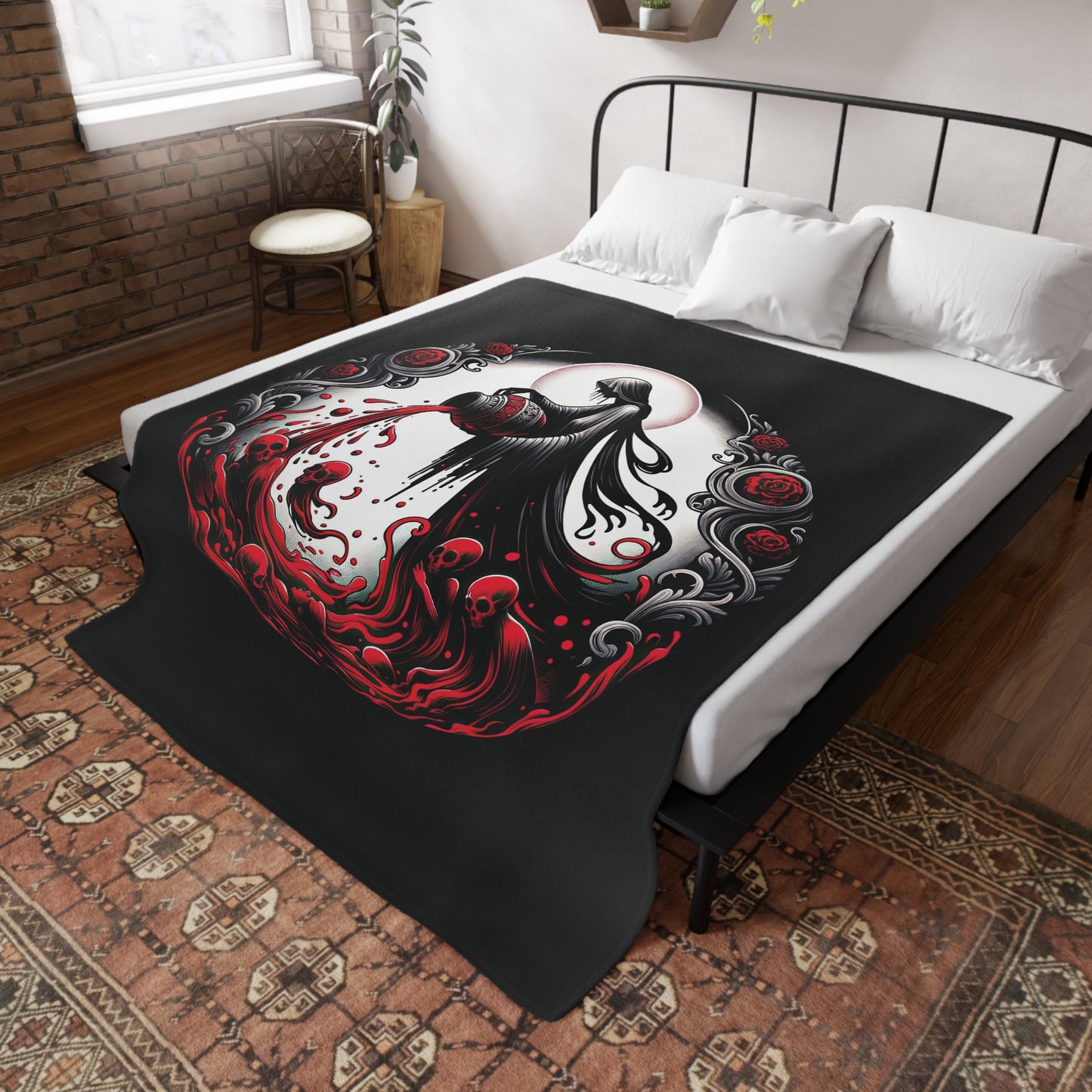 Gothic Aquarius Plush Fleece Blanket - black