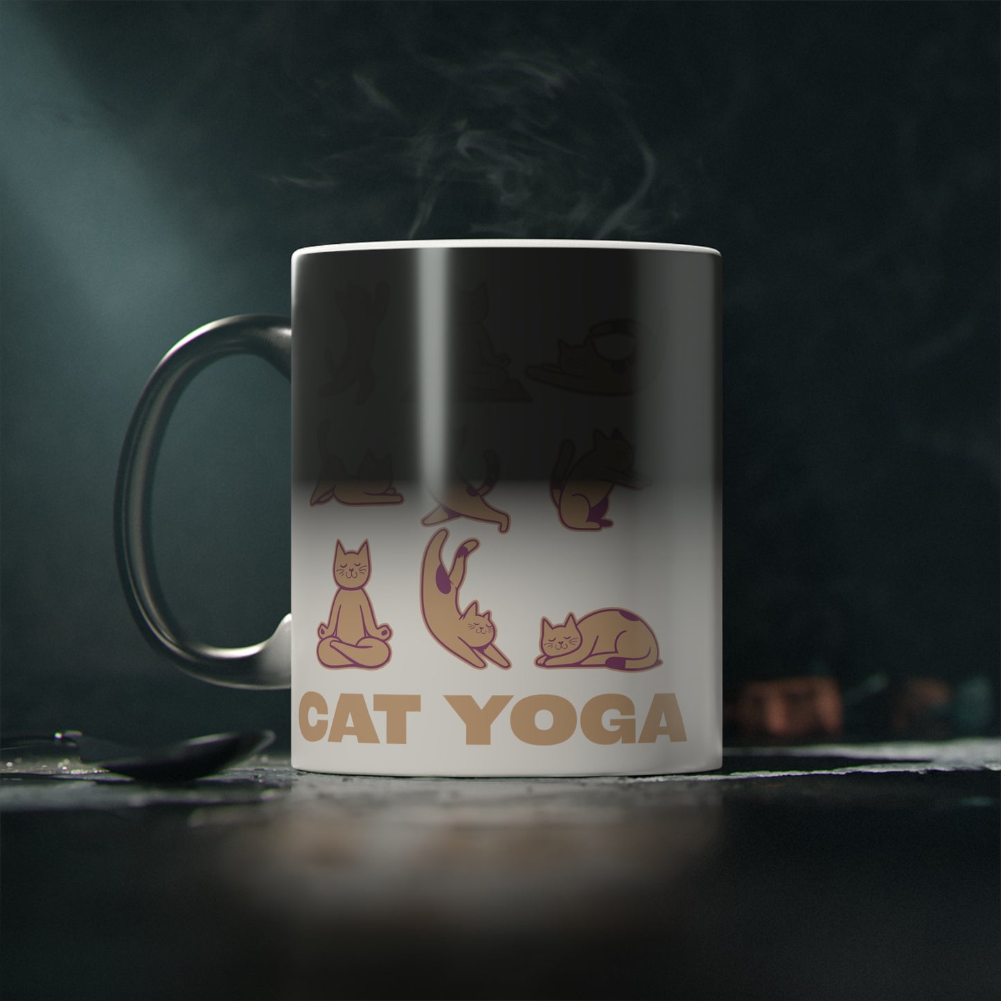 Cat Yoga Magic Mug - Color Changing Heat Sensitive Cup for Relaxation and Meditation