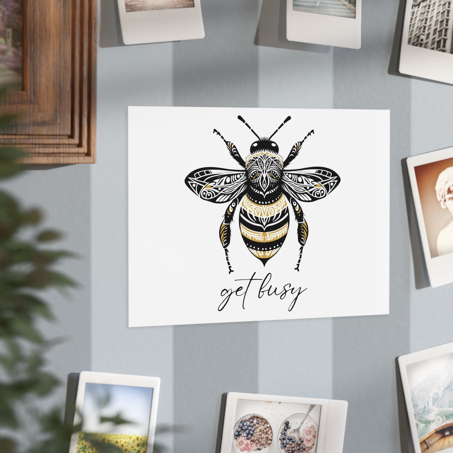 Get Busy Bee Unframed Prints - white