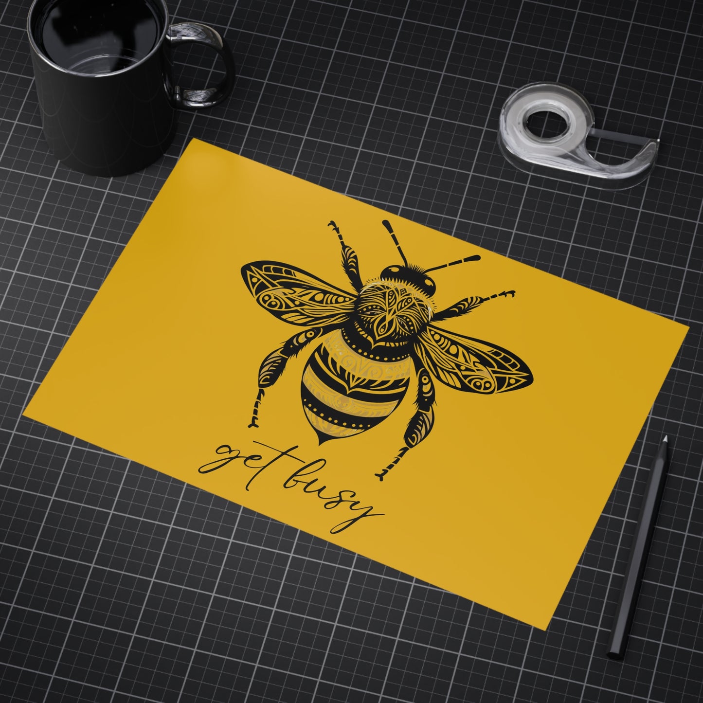 Get Busy Bee Unframed Prints - yellow