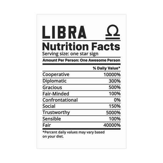 Libra Nutrition Unframed Prints - white