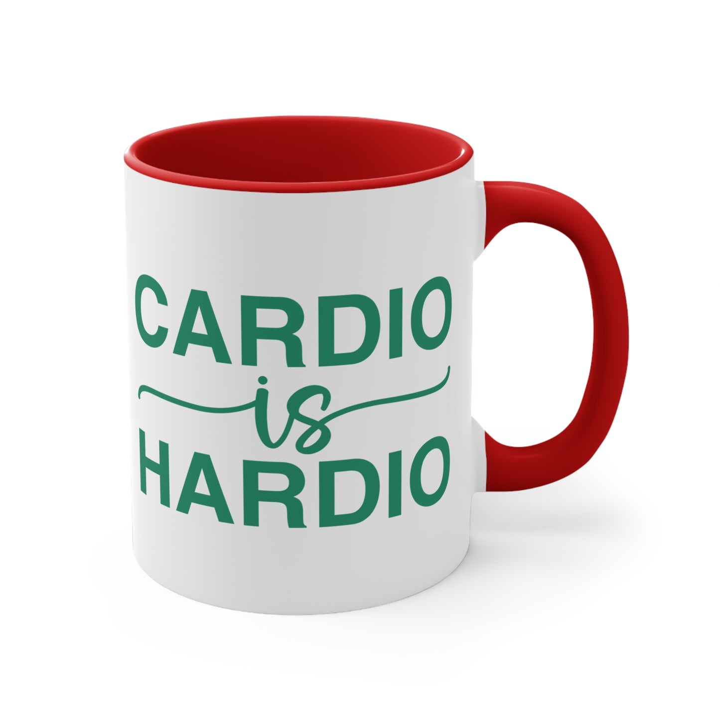 Cardio is Hardio Workout Colorful Accent Mug 11oz - For Gym Fitness Enthusiasts