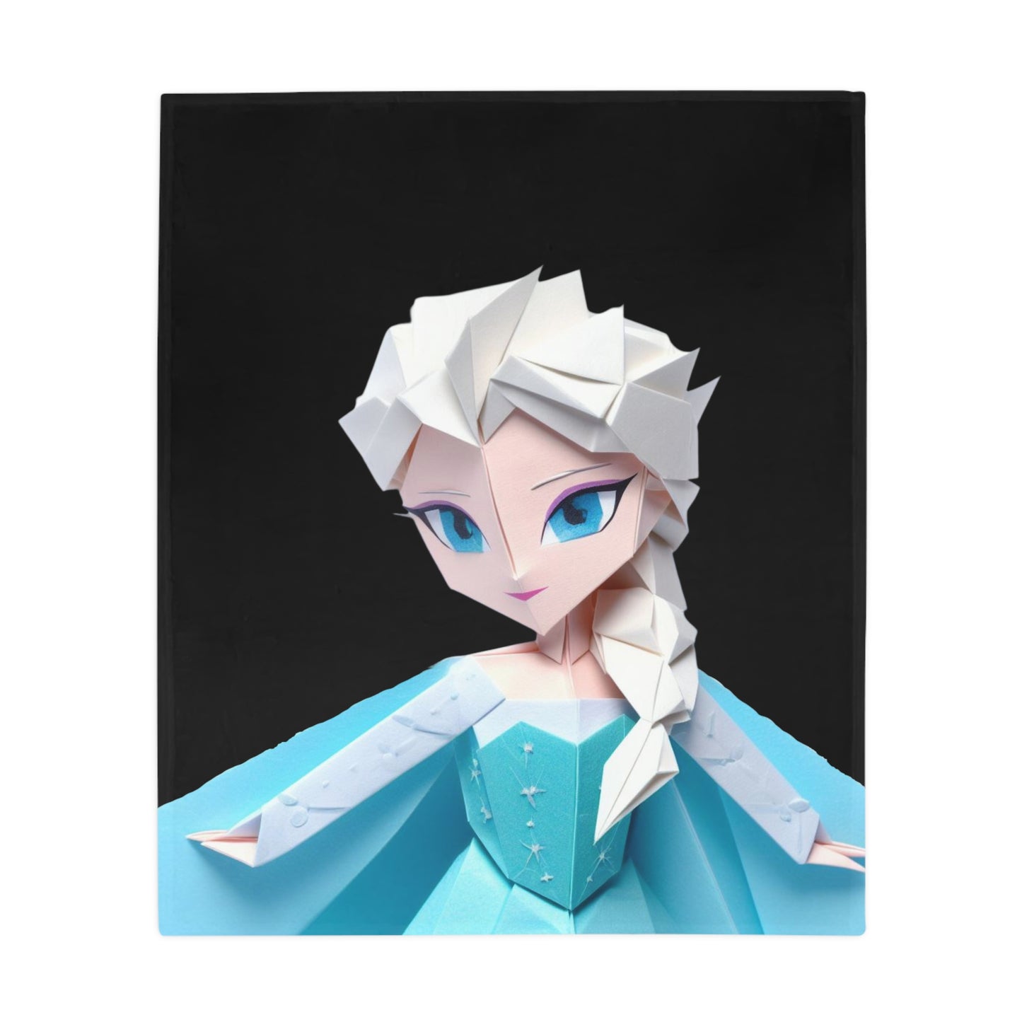 Origami Elsa Plush Fleece Blanket - Black