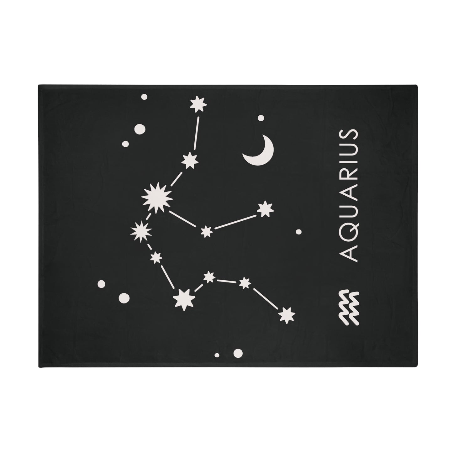 Aquarius Star Map Plush Fleece Blanket - black