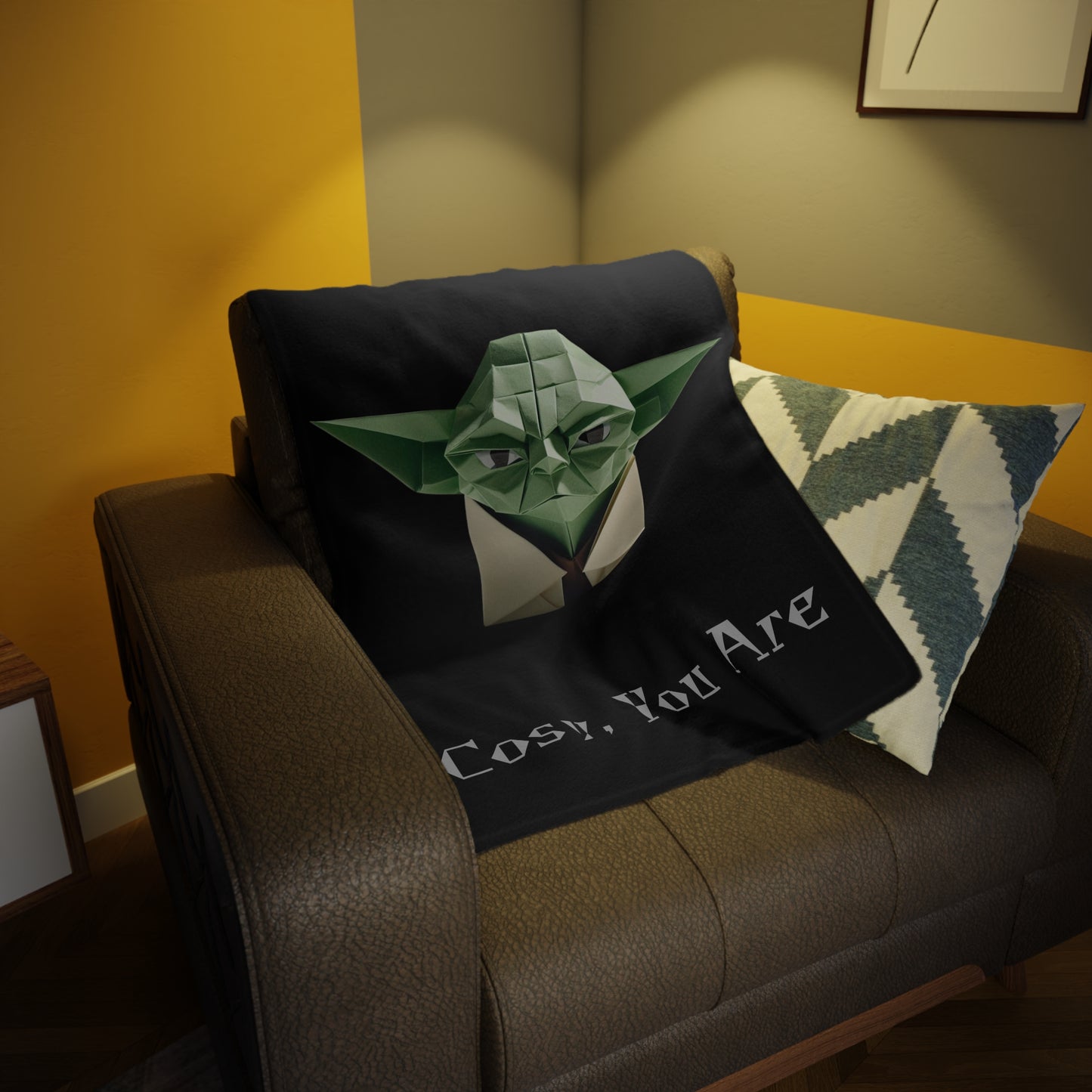 Origami Yoda Plush Fleece Blanket - Black