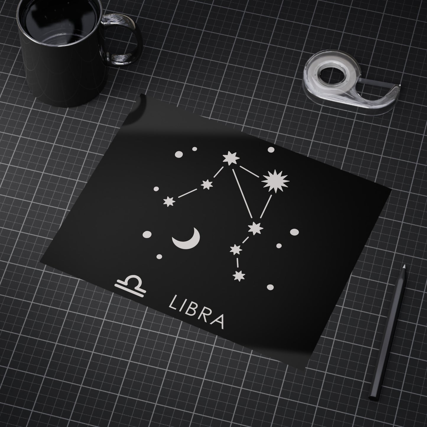 Libra Starmap Unframed Prints - black