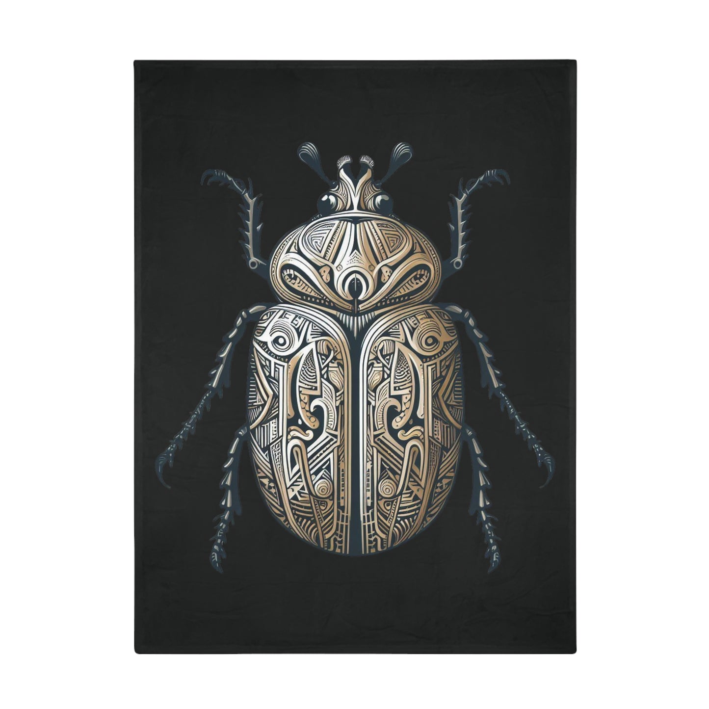 Carved Beetle - Black Plush Fleece Blanket