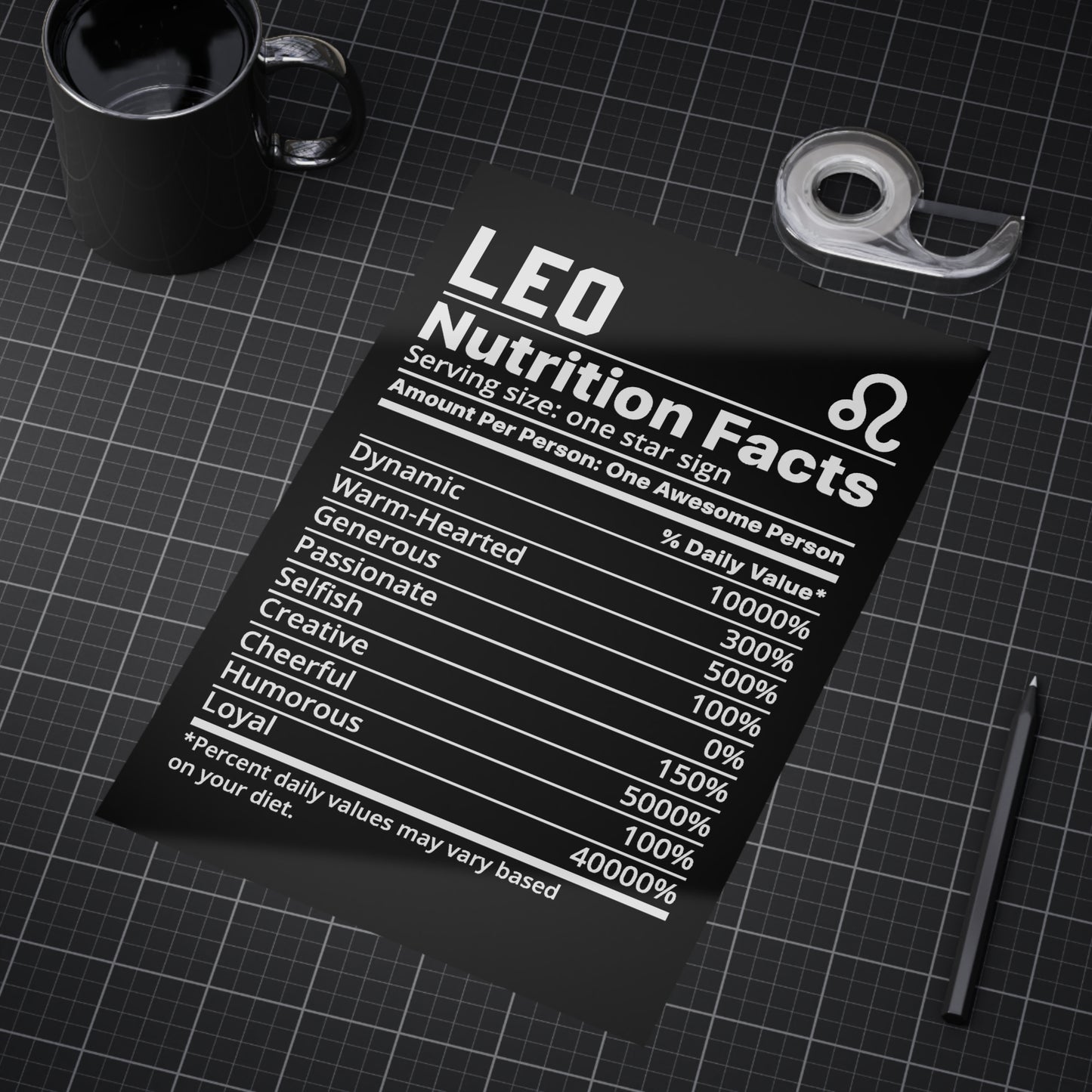 Leo Nutrition Unframed Prints - black