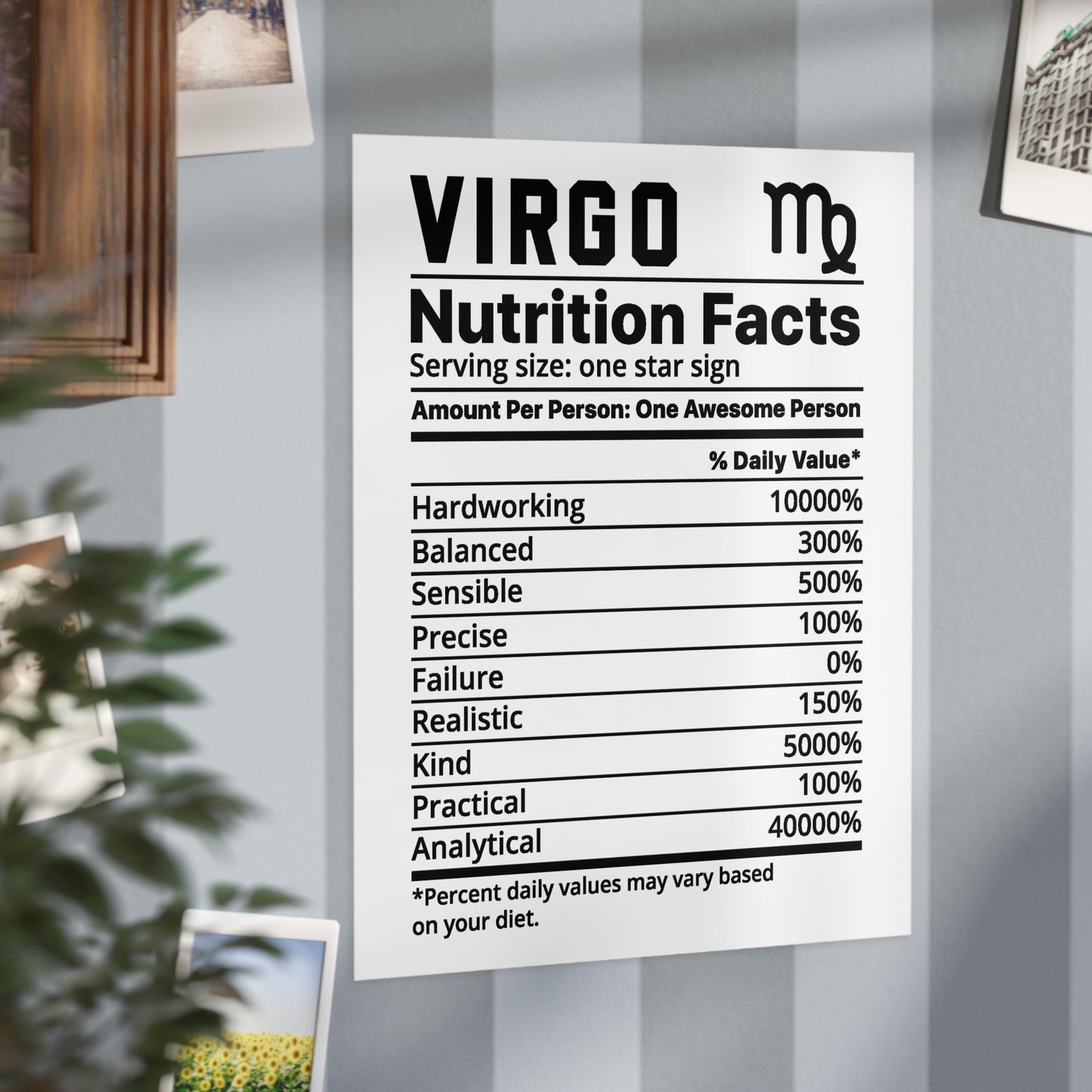 Virgo Nutrition Unframed Prints - white