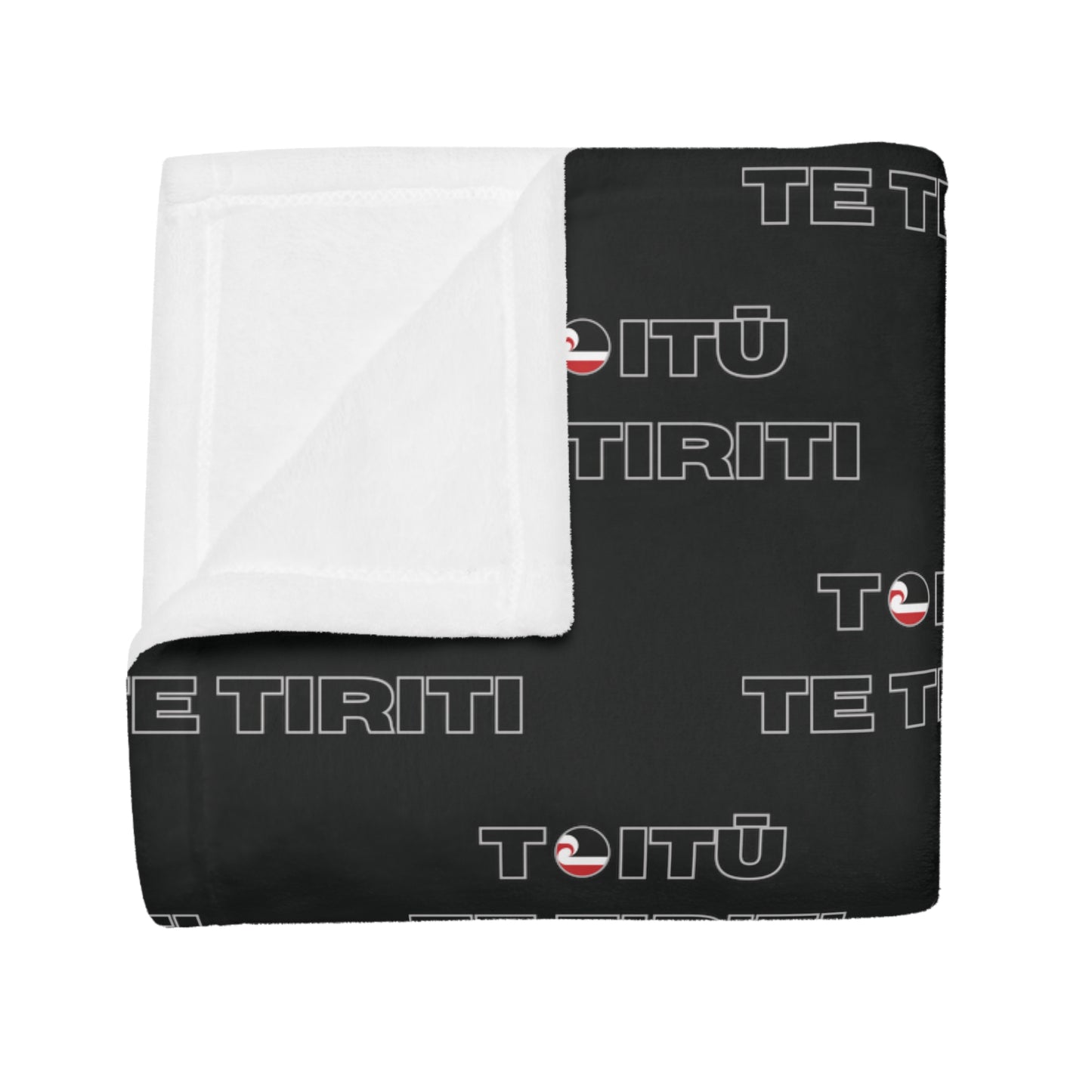 Toitū Te Tiriti - Black Plush Fleece Blanket