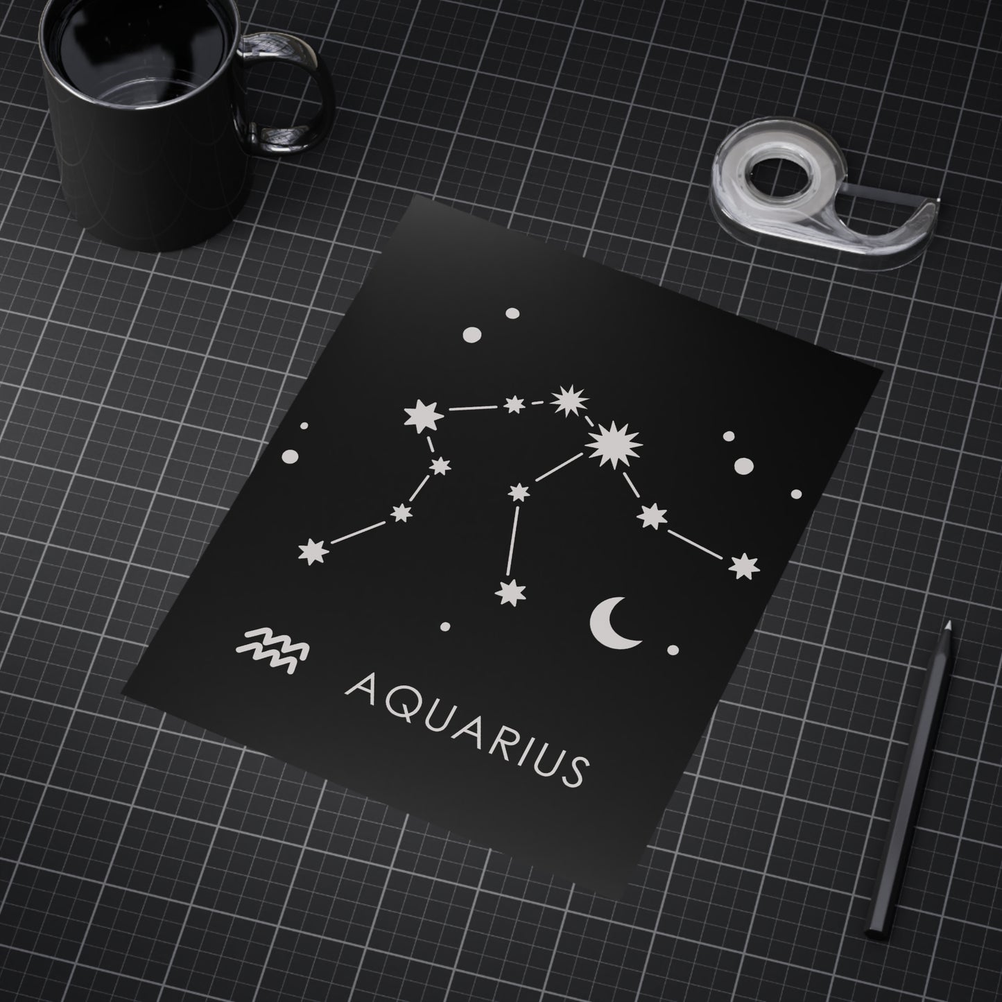 Aquarius Starmap Unframed Prints - black