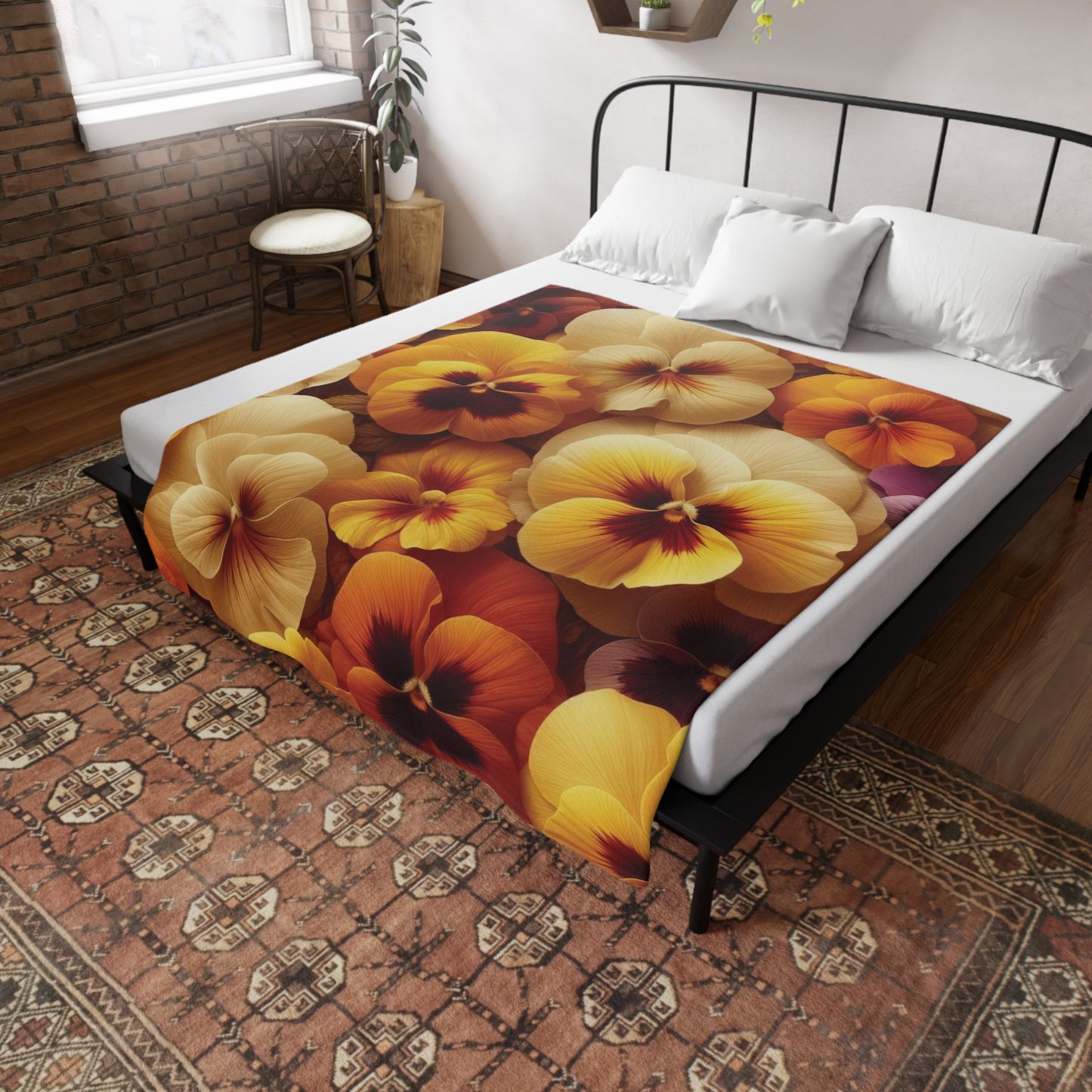 Pansies Plush Fleece Blanket