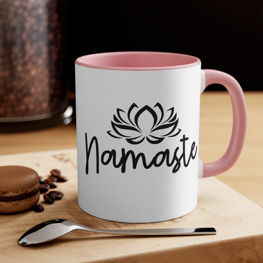 Namaste Lotus Flower Color Accent Mug 11oz - Zen Meditation Gift