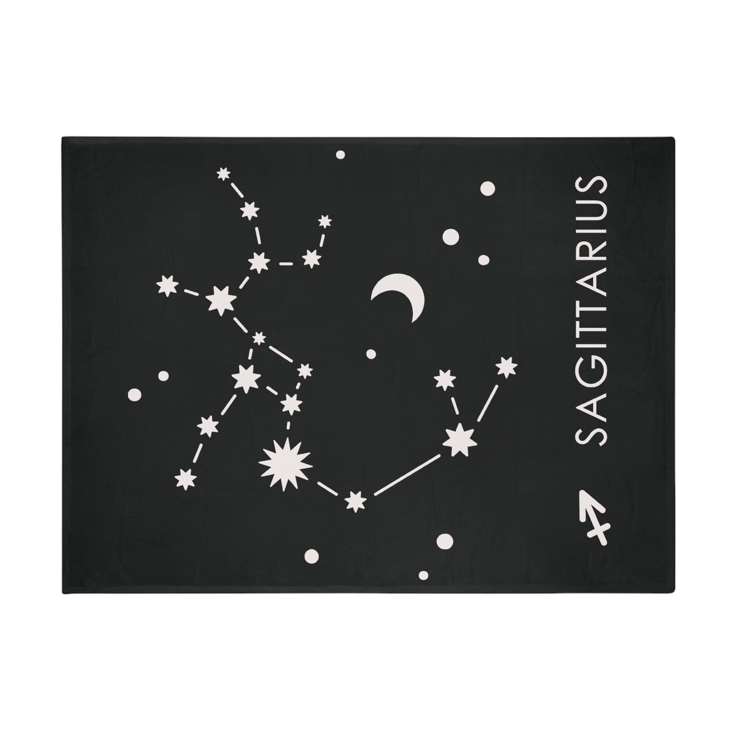 Sagittarius Star Map Plush Fleece Blanket - black