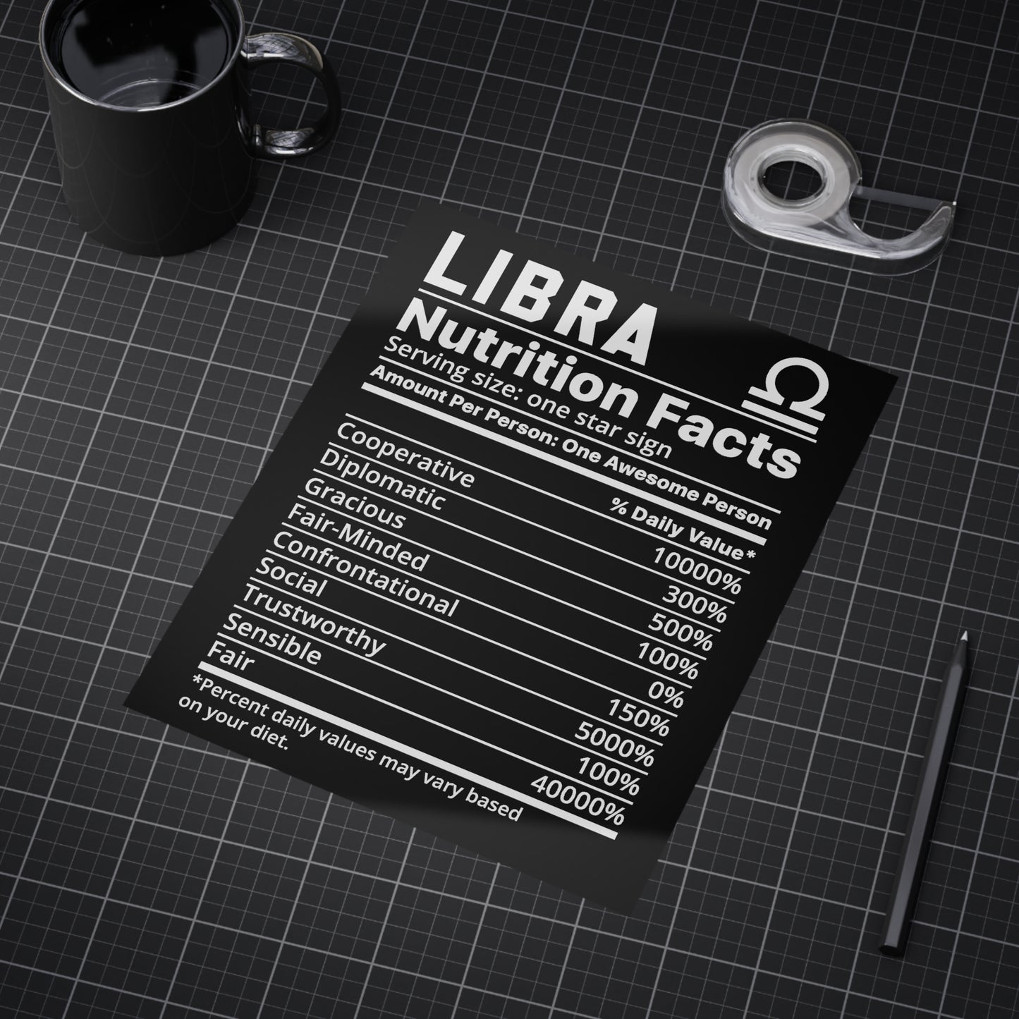 Libra Nutrition Unframed Prints - black