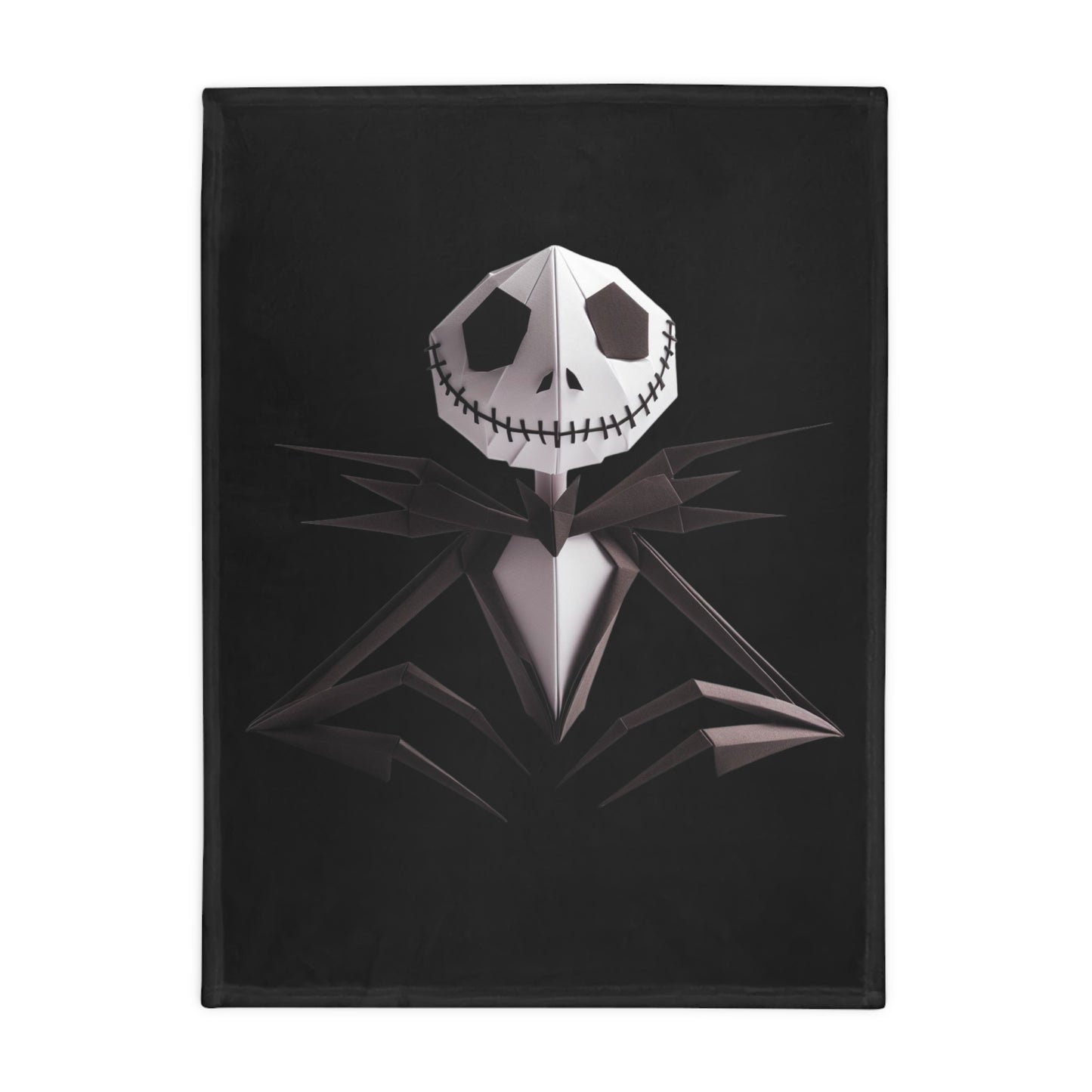 Origami Jack Skellington Plush Fleece Blanket - Black